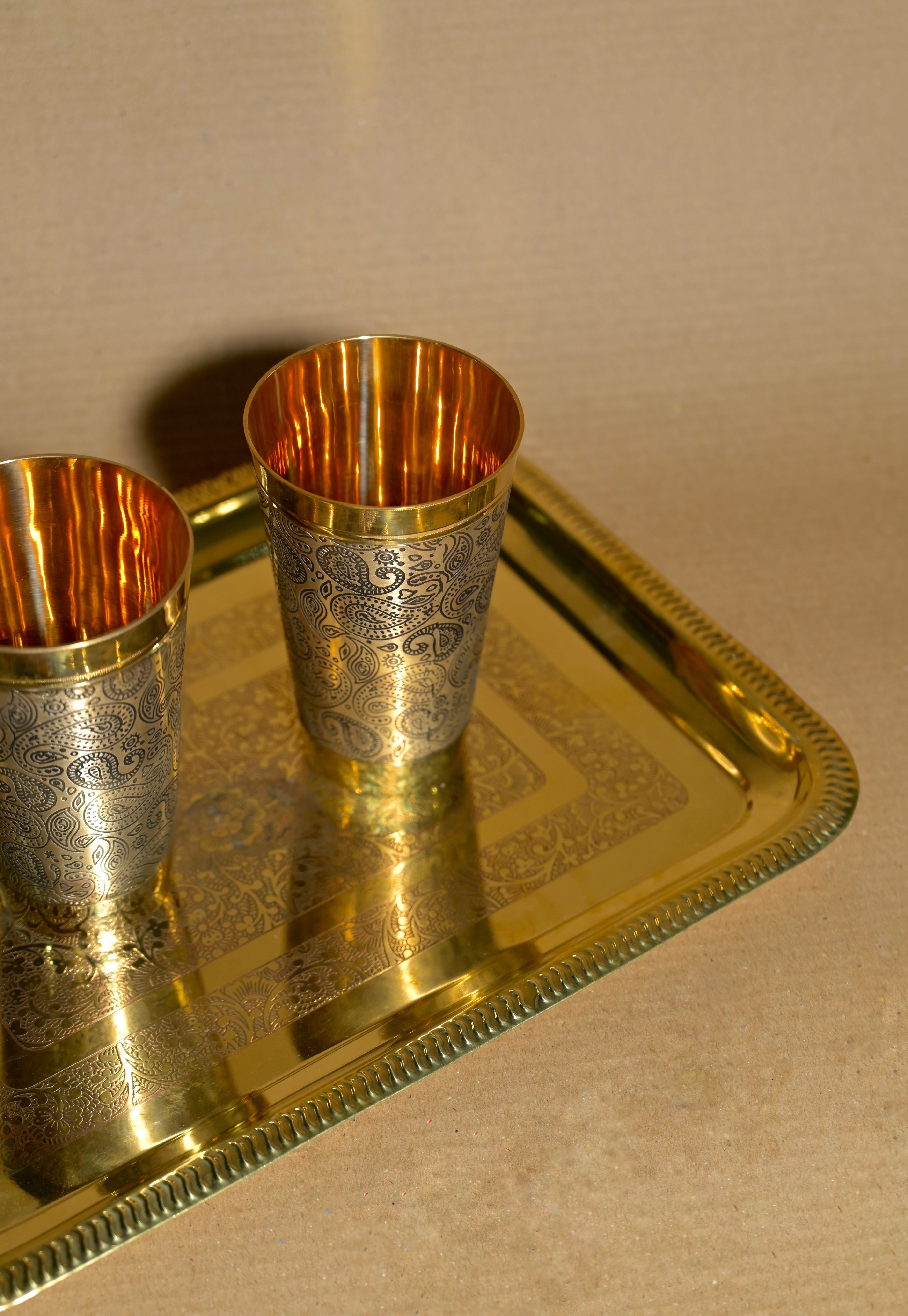 Brass glass set