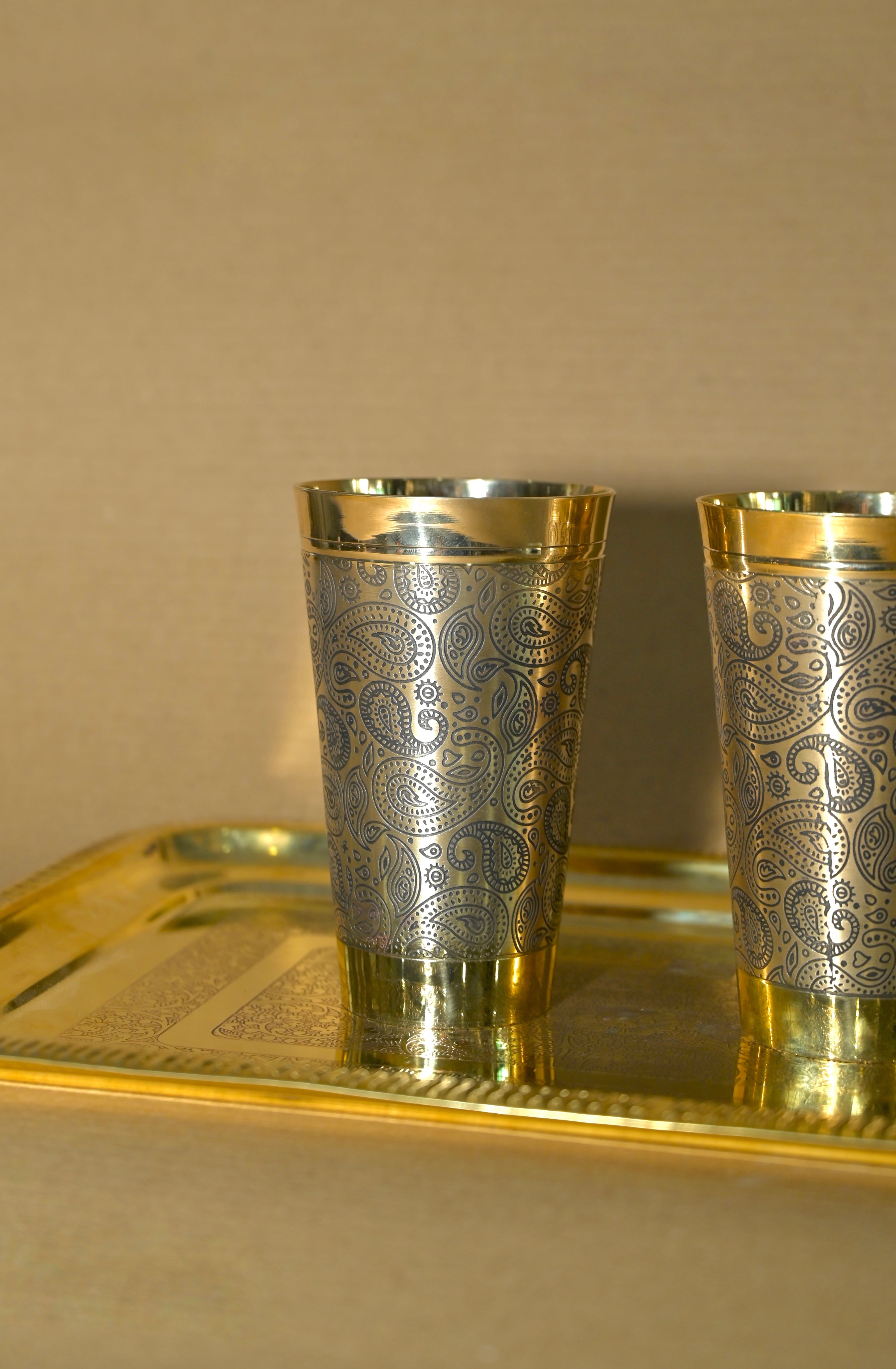 Brass glass set