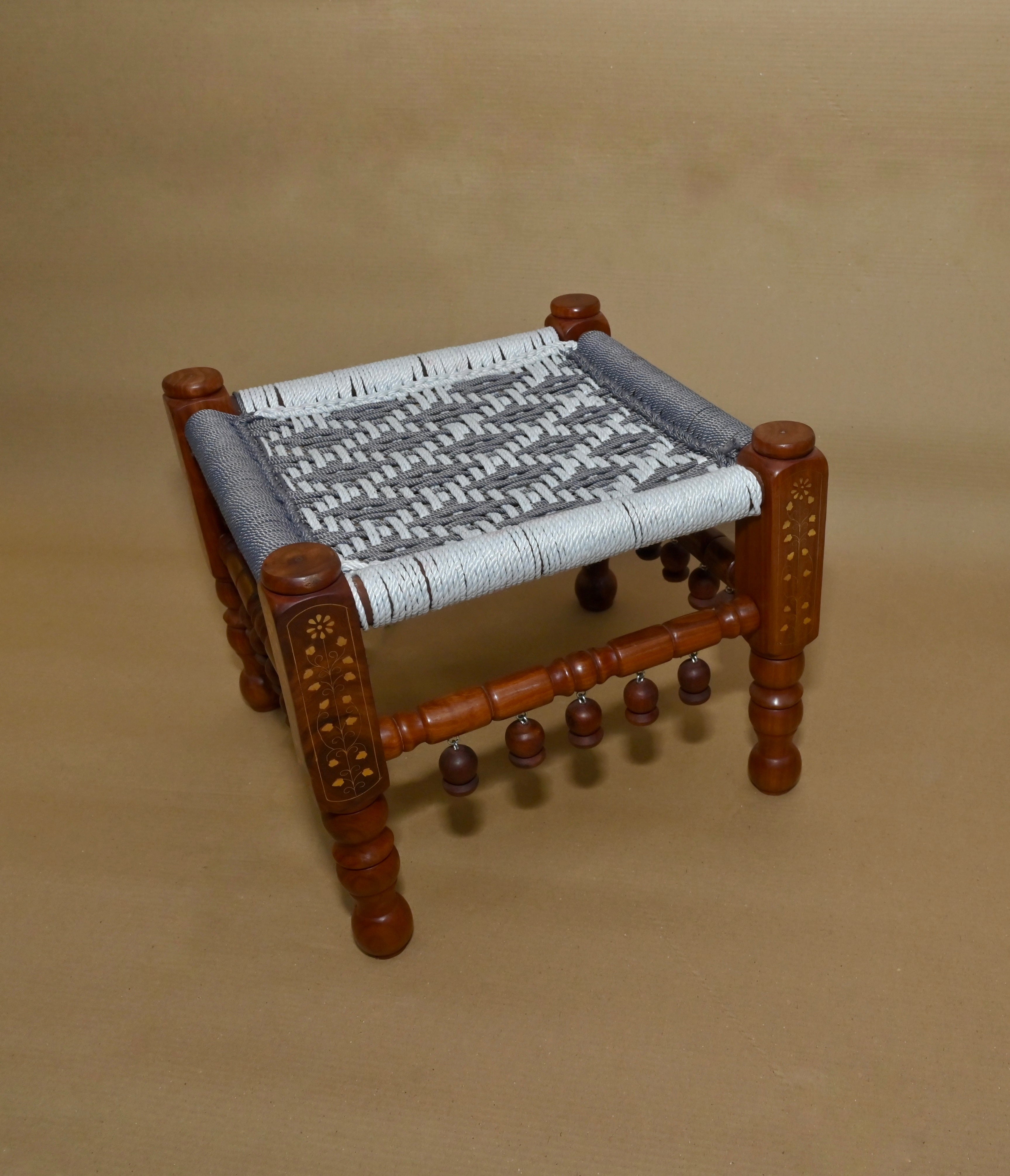 Royal Handcrafted Wooden Woven Stool