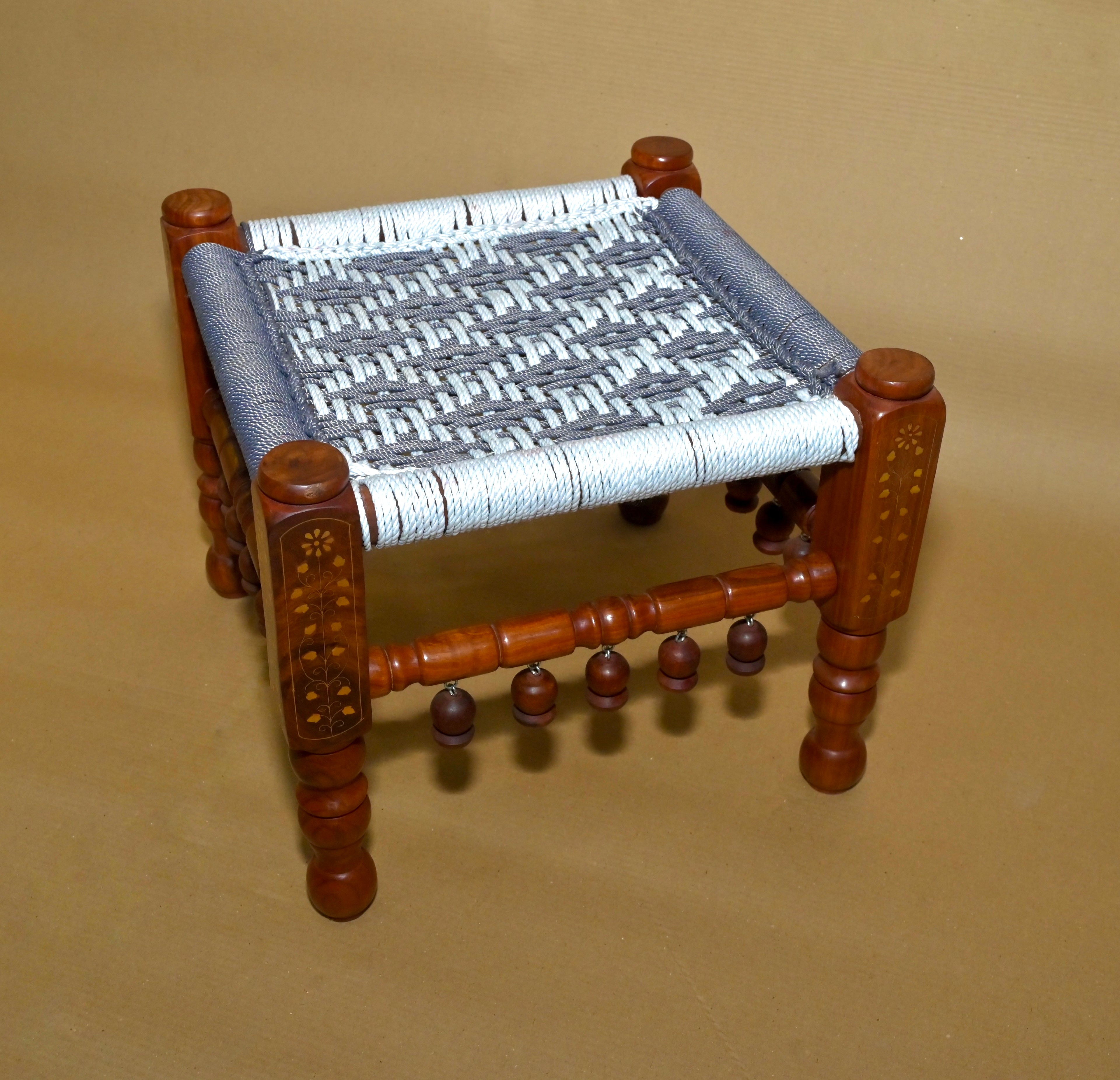 Royal Handcrafted Wooden Woven Stool
