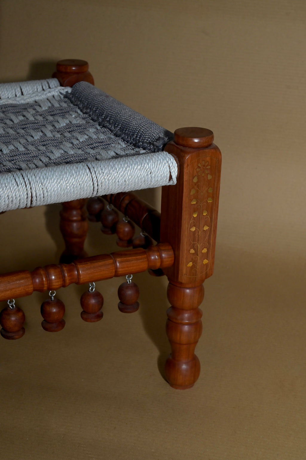 Royal Handcrafted Wooden Woven Stool