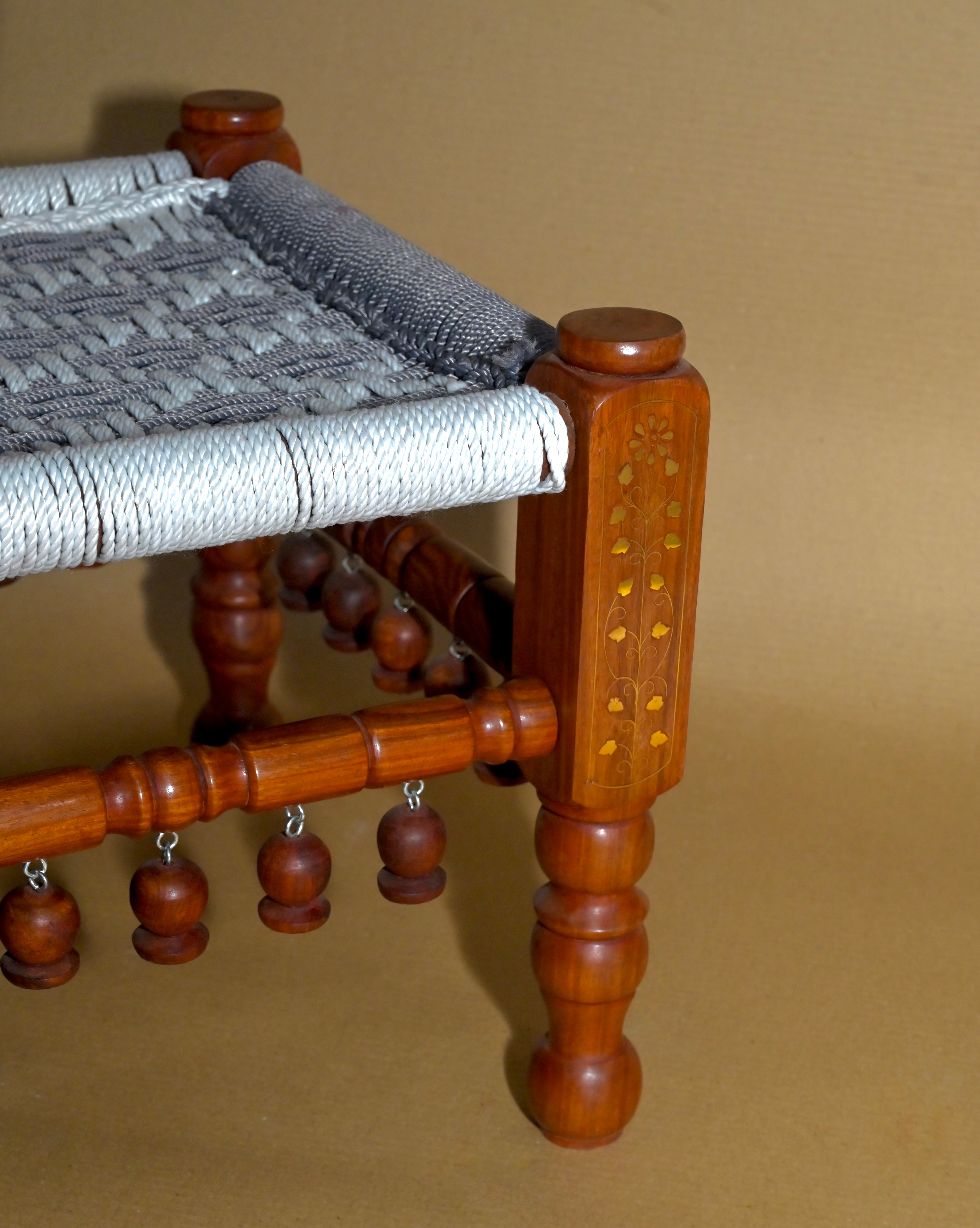 Royal Handcrafted Wooden Woven Stool