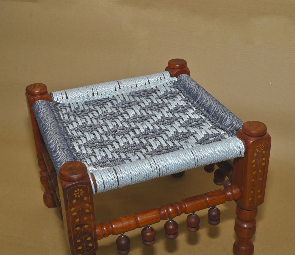 Royal Handcrafted Wooden Woven Stool