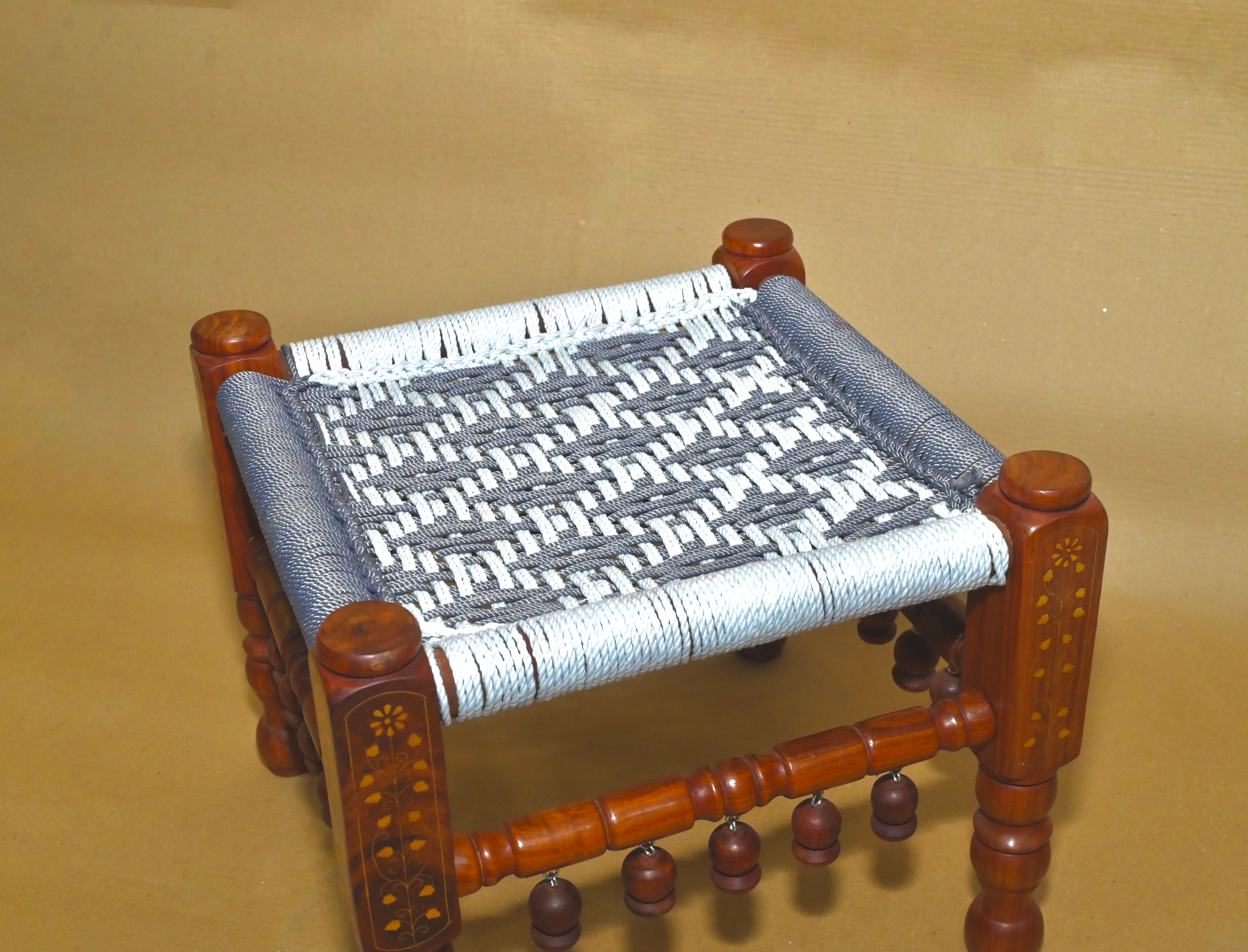Royal Handcrafted Wooden Woven Stool