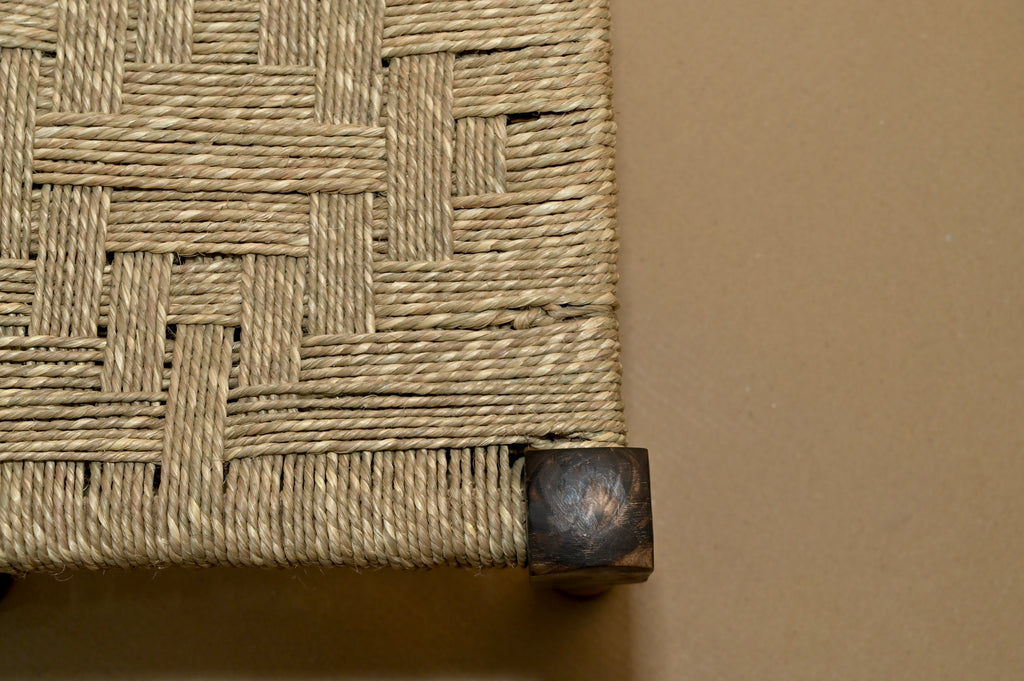 Handcrafted Wooden Woven Stool