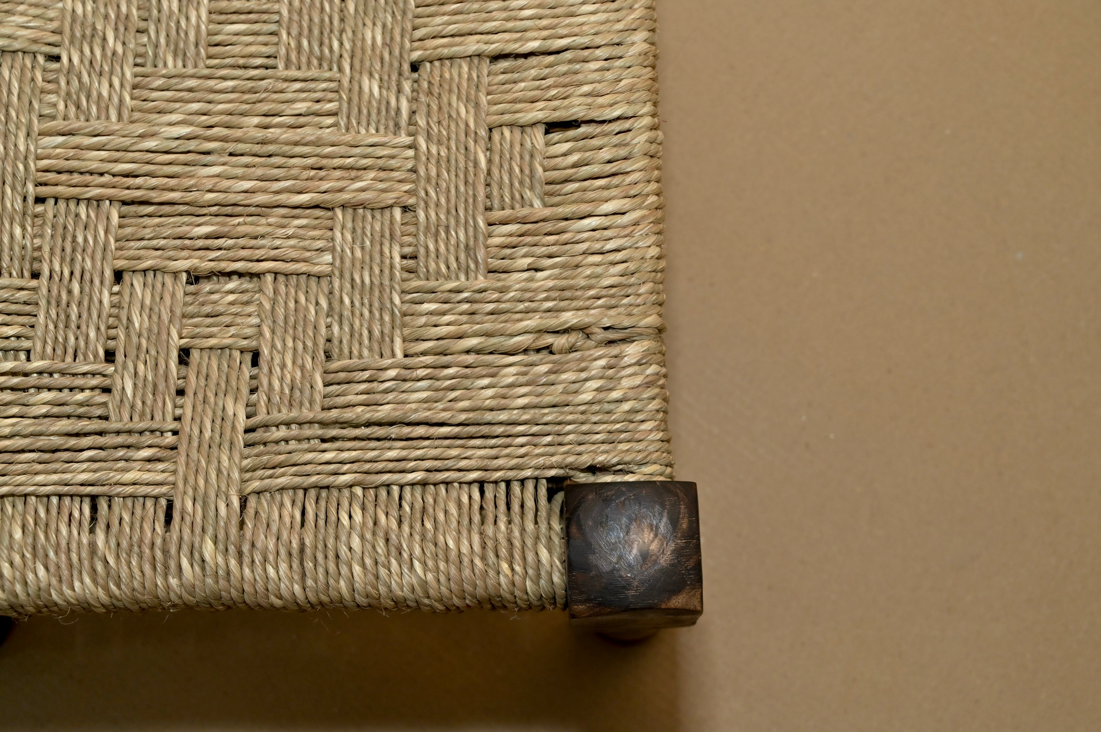 Handcrafted Wooden Woven Stool