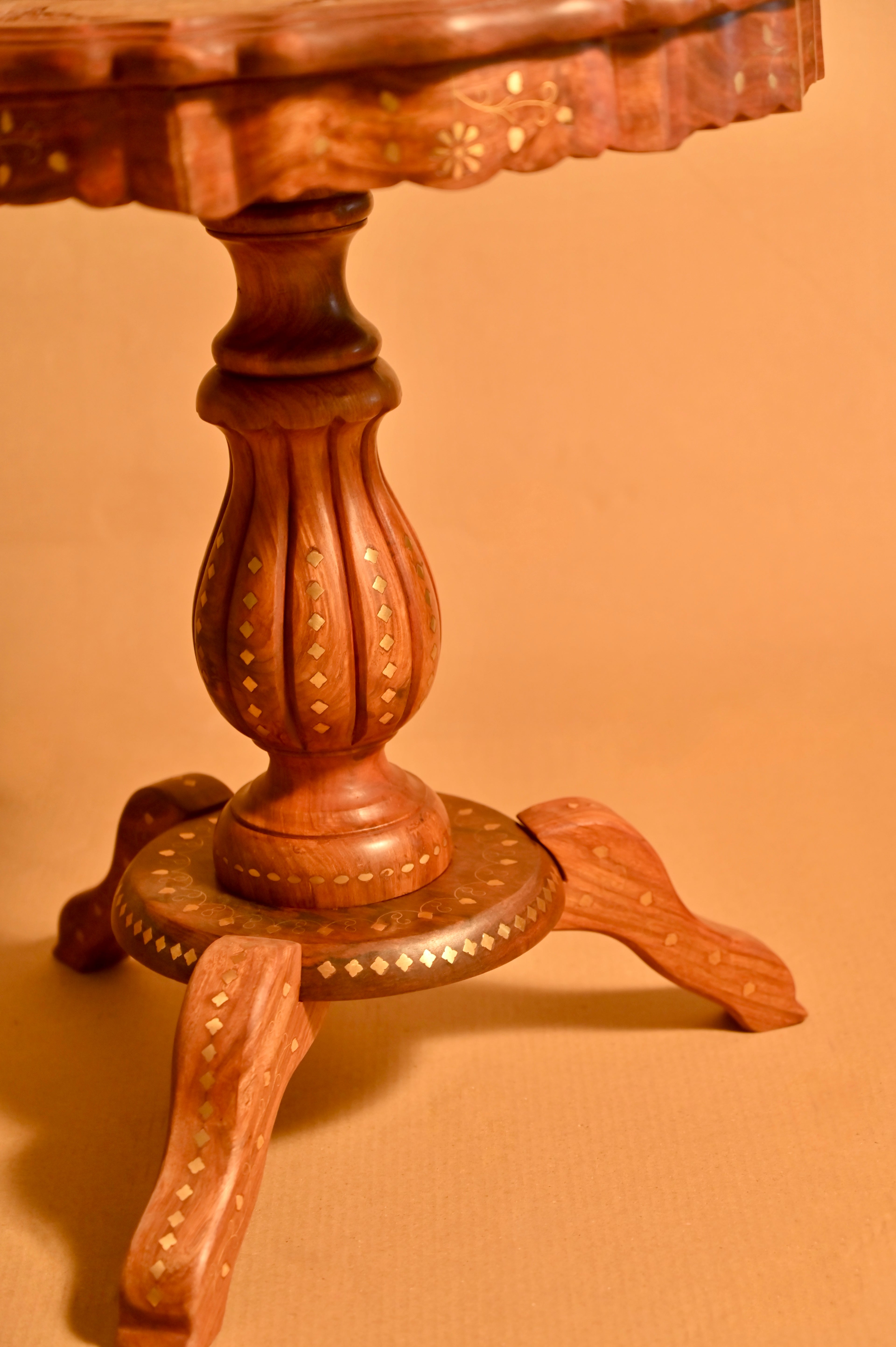 Royal Handcrafted Carved Wooden Accent Table
