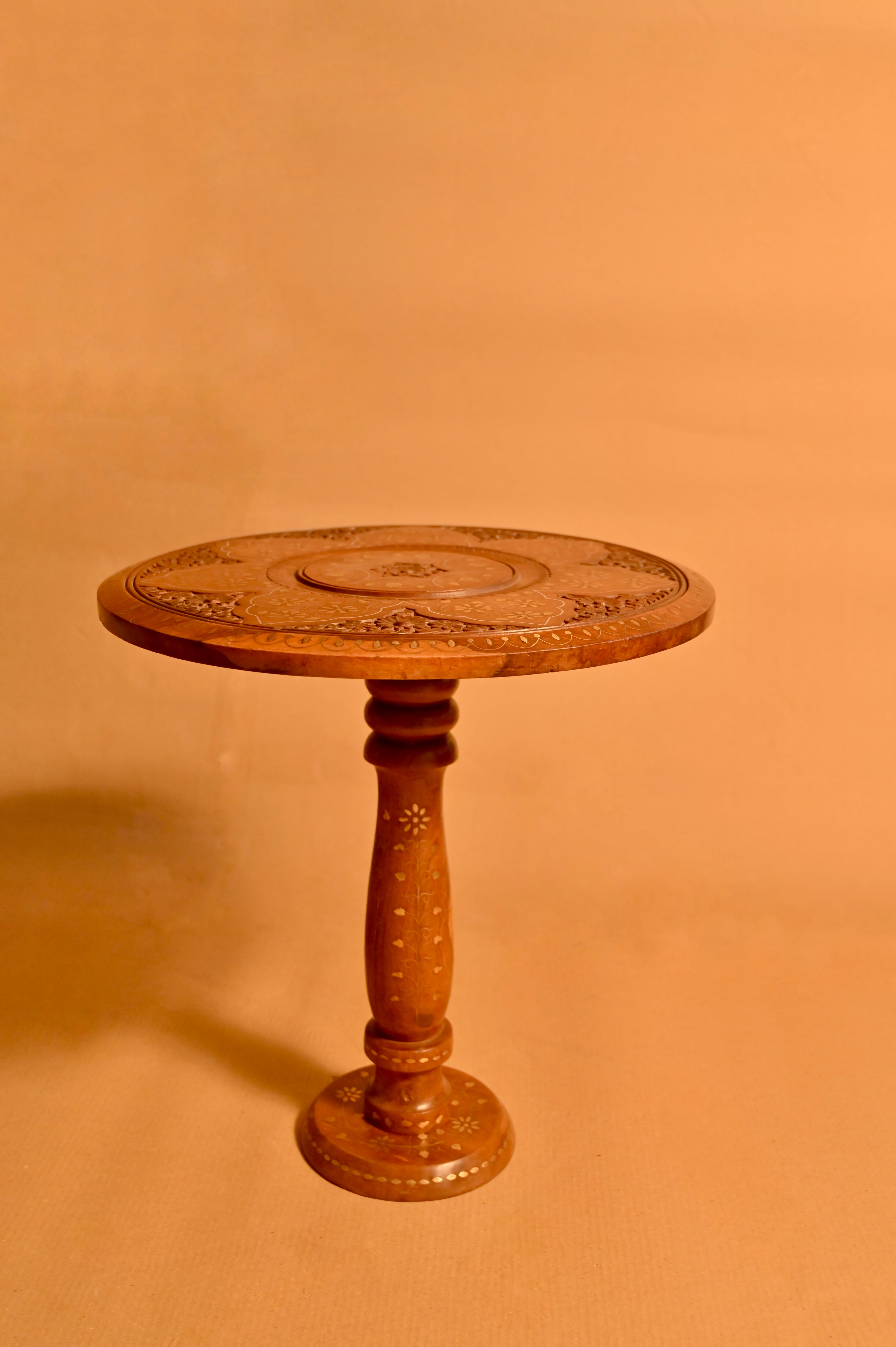 Handcrafted Wooden Pedestal Table