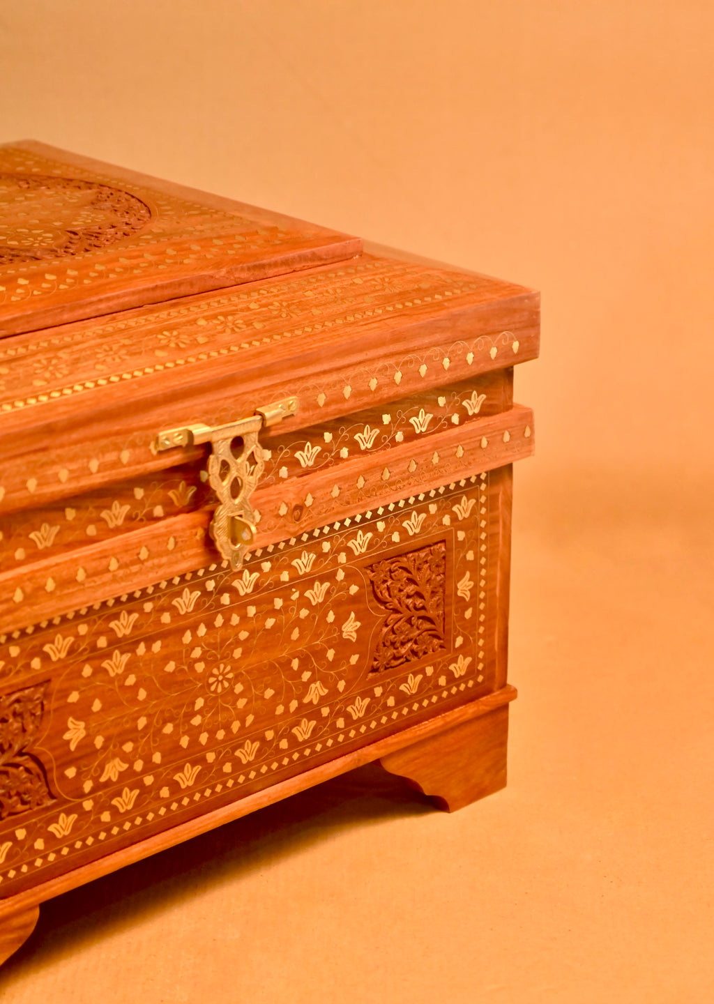 Handcrafted Vintage Wooden Clothes Storage Trunk