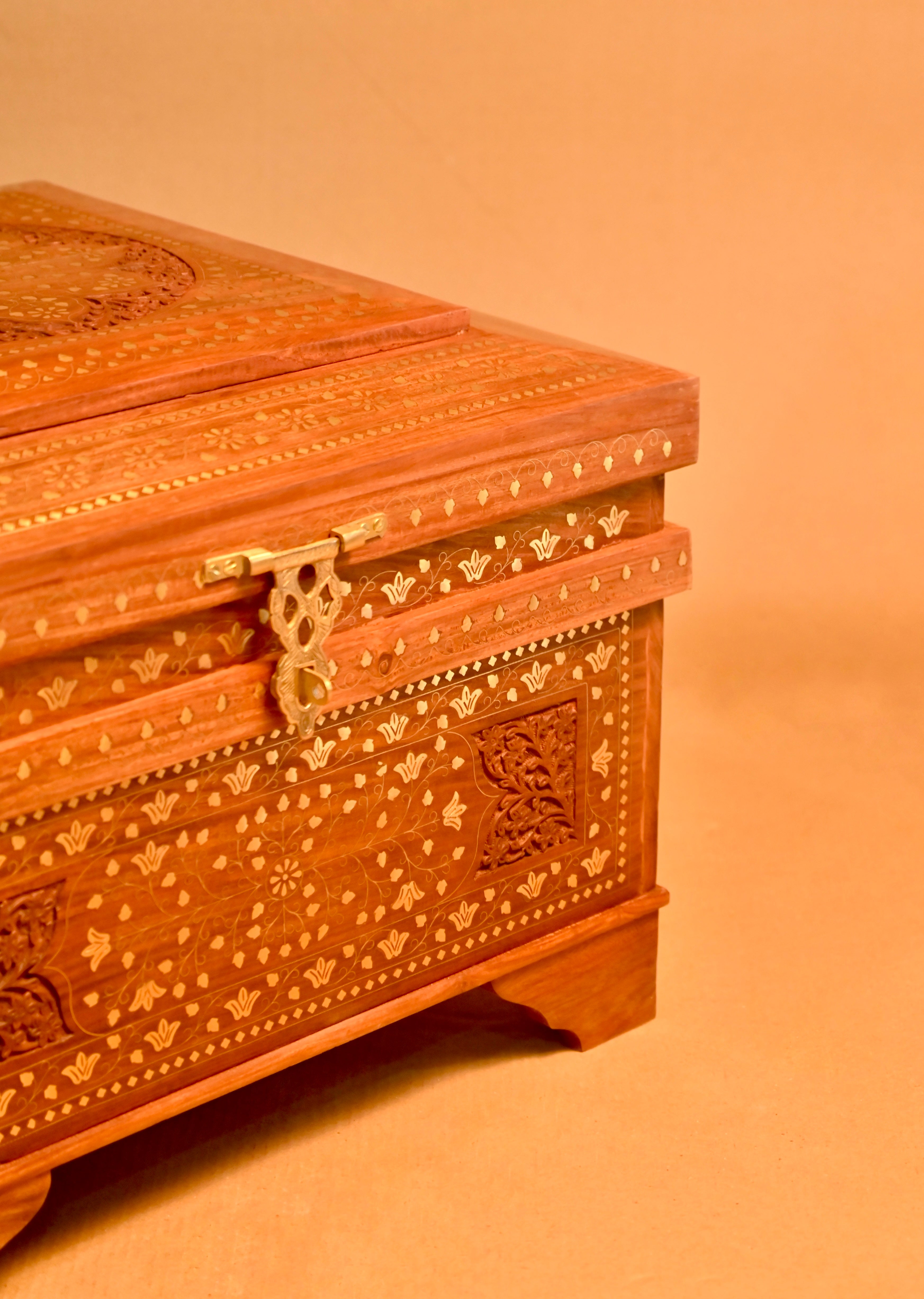 Handcrafted Vintage Wooden Clothes Storage Trunk