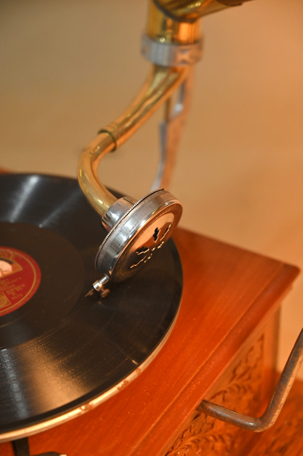 Handcrafted Vintage Wooden Gramophone
