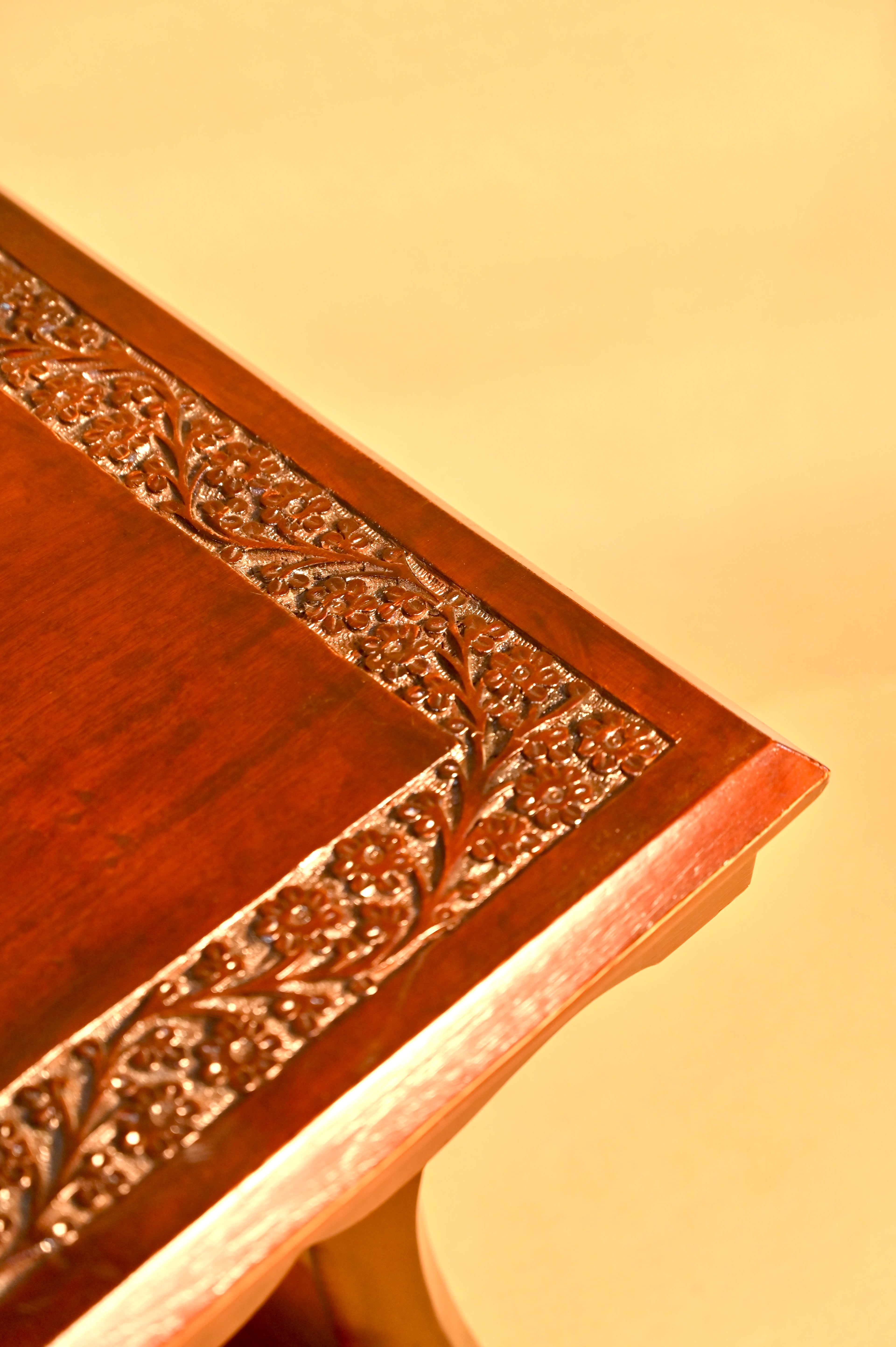 Handcrafted Wood Carved Side Table