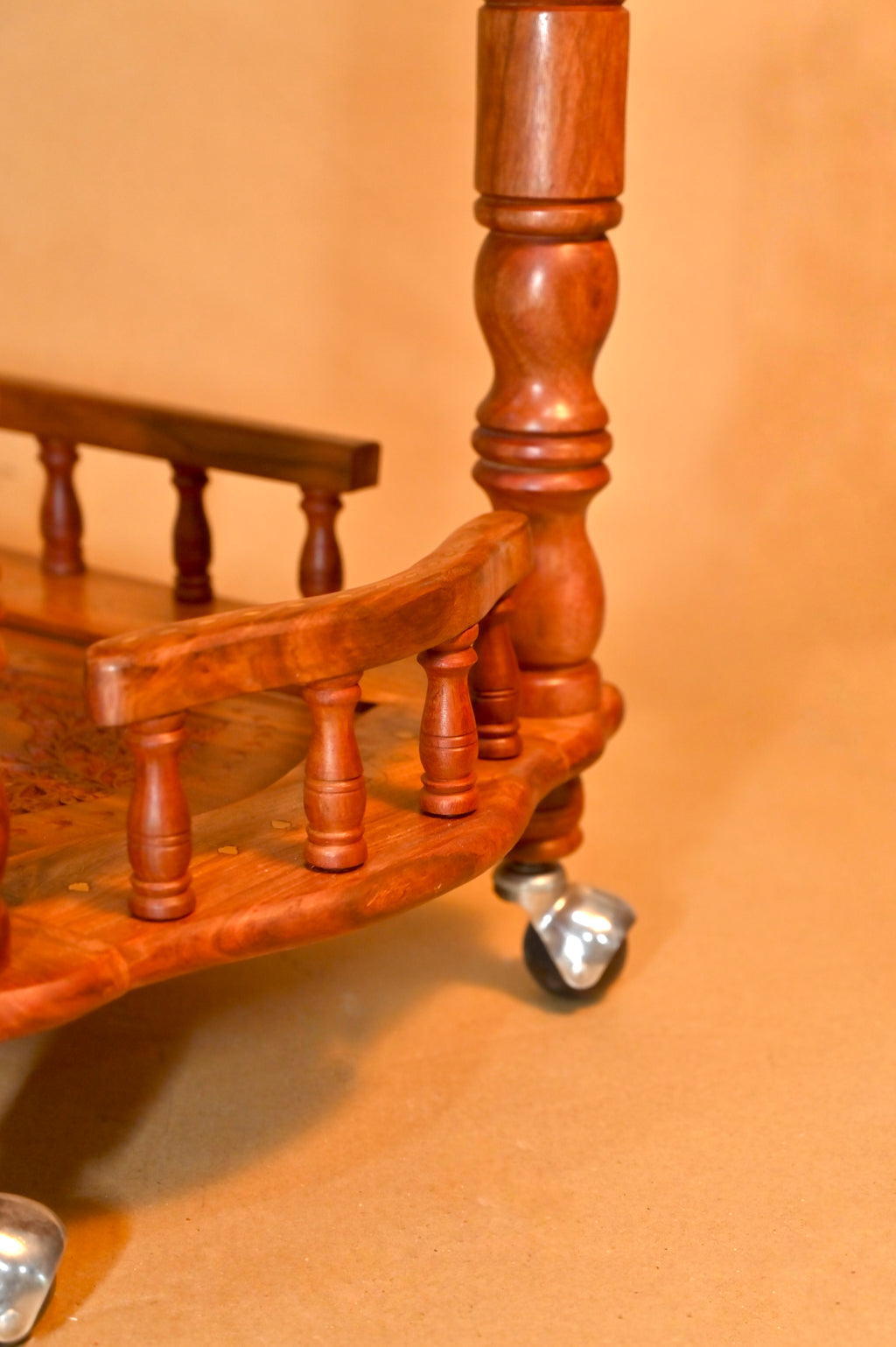 Handcrafted Wood Bar Trolley
