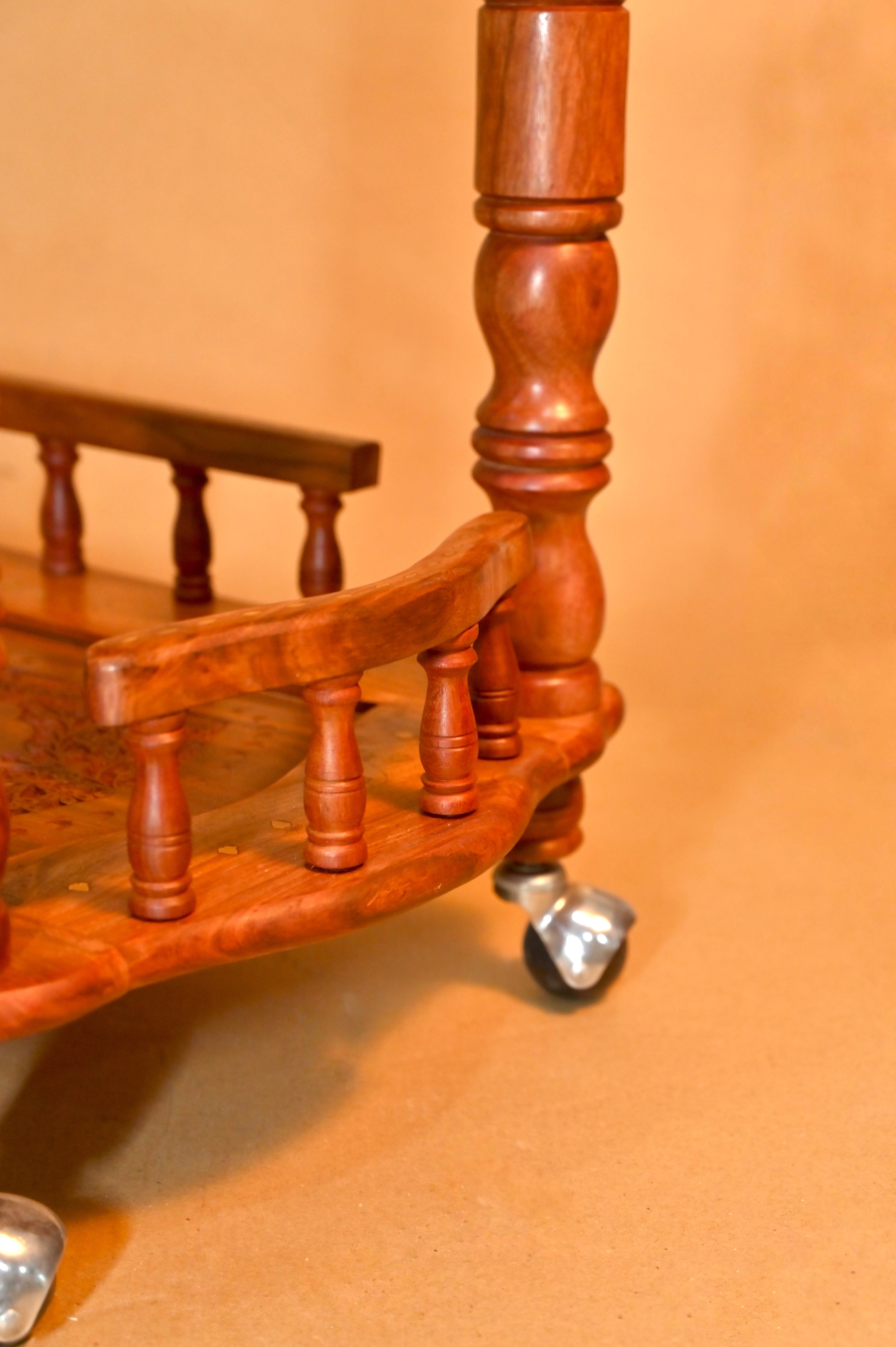 Handcrafted Wood Bar Trolley