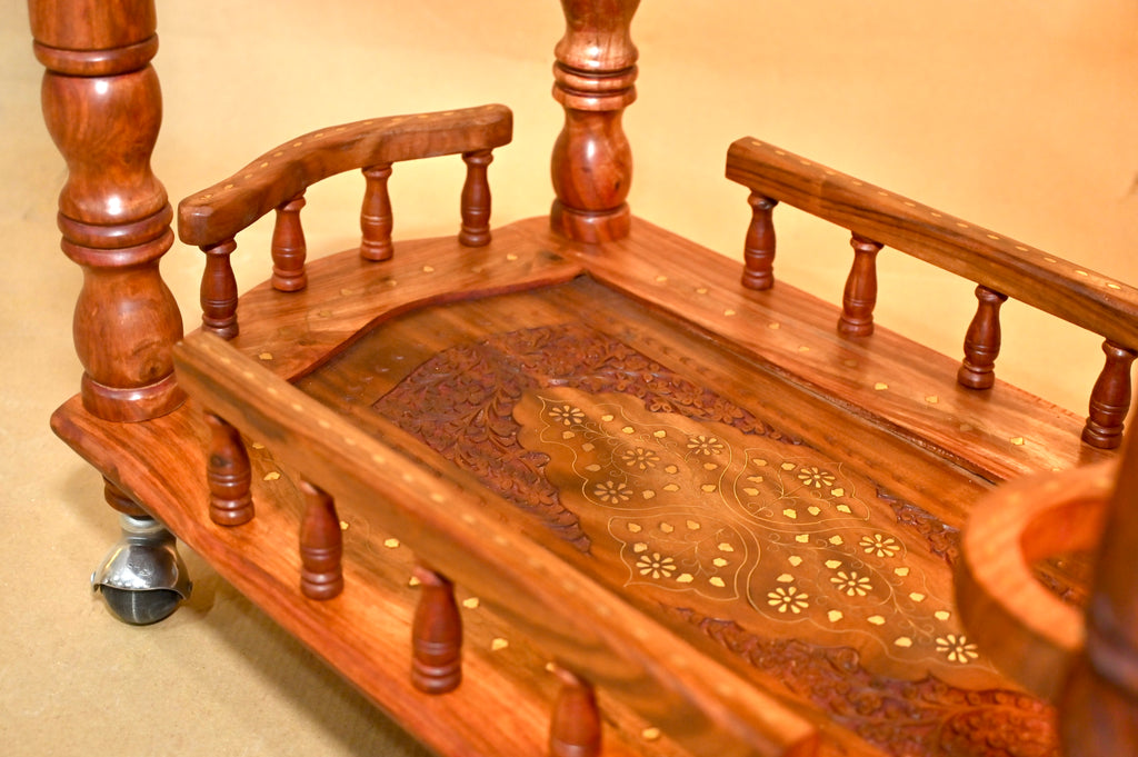 Handcrafted Wood Bar Trolley