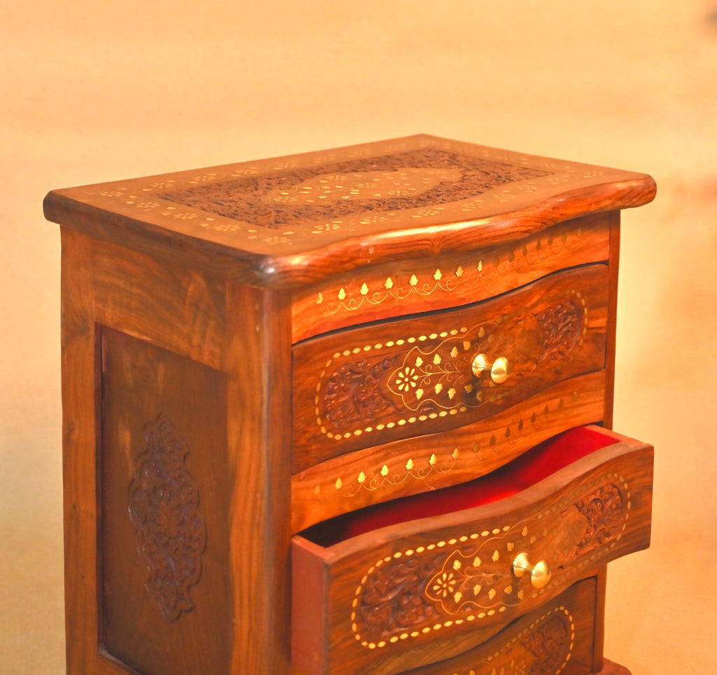 Handcrafted Wooden 3-Drawer Storage Chest