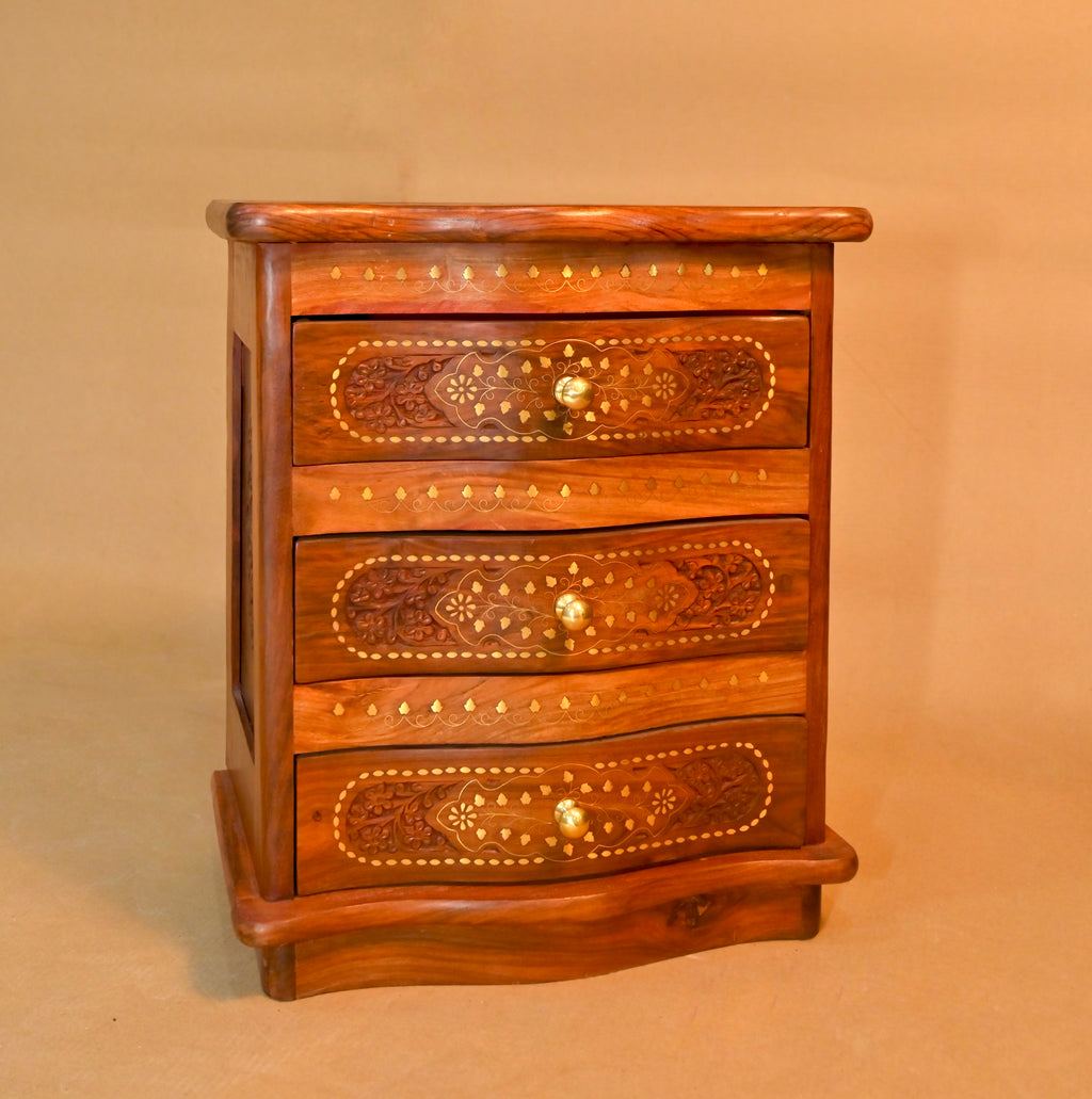 Handcrafted Wooden 3-Drawer Storage Chest