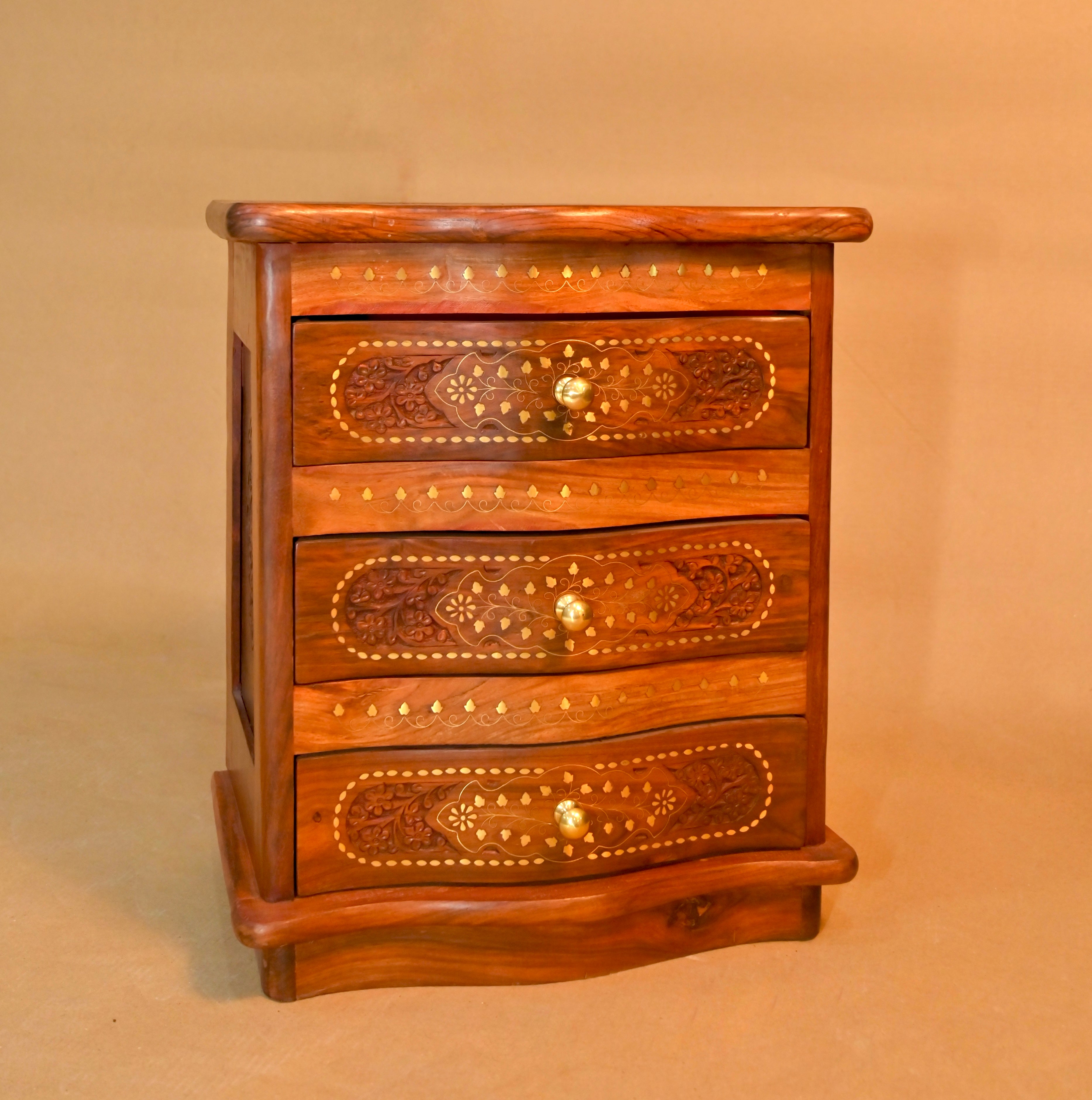 Handcrafted Wooden 3-Drawer Storage Chest