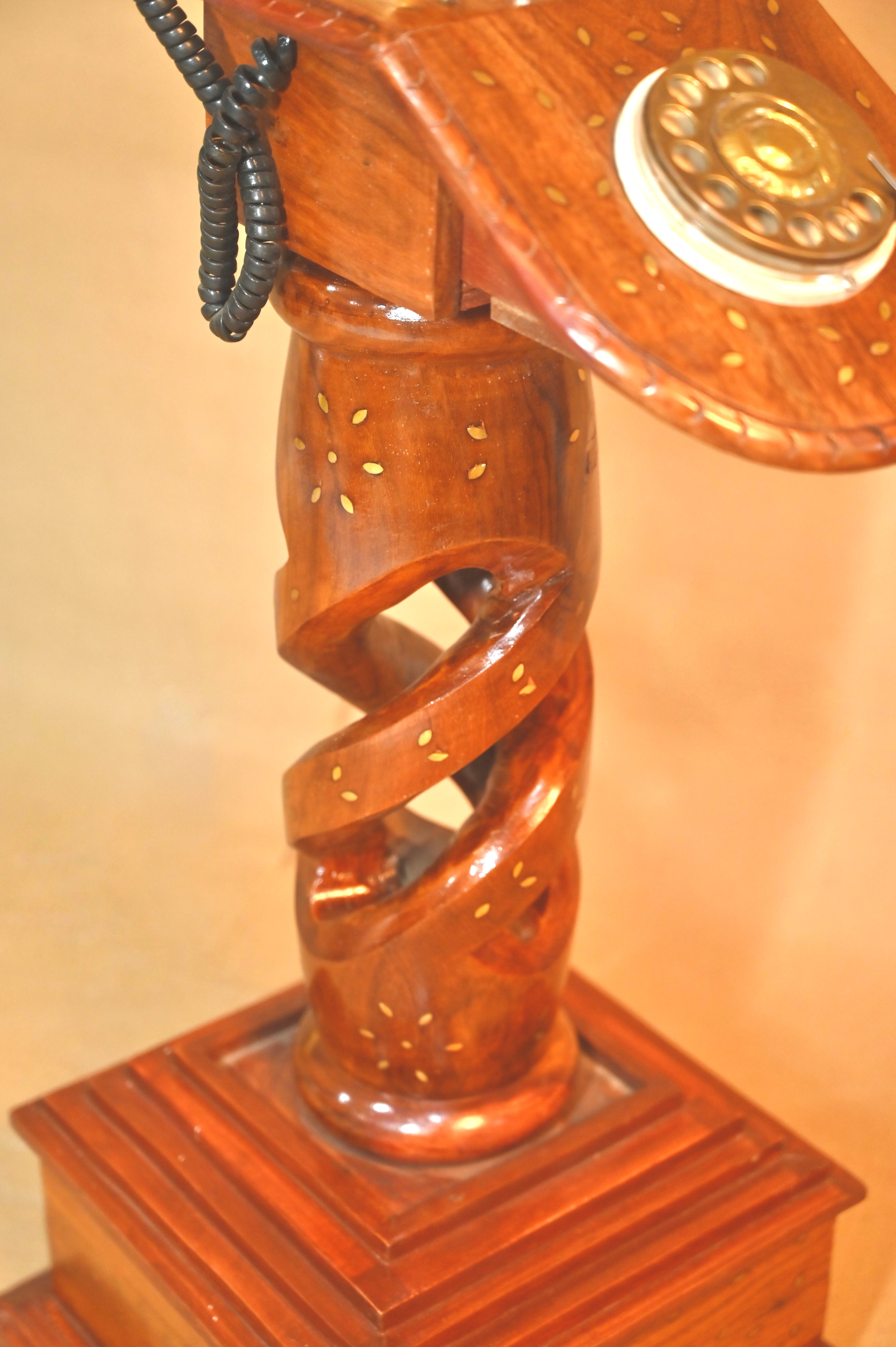 Handcrafted Wooden Vintage Telephone