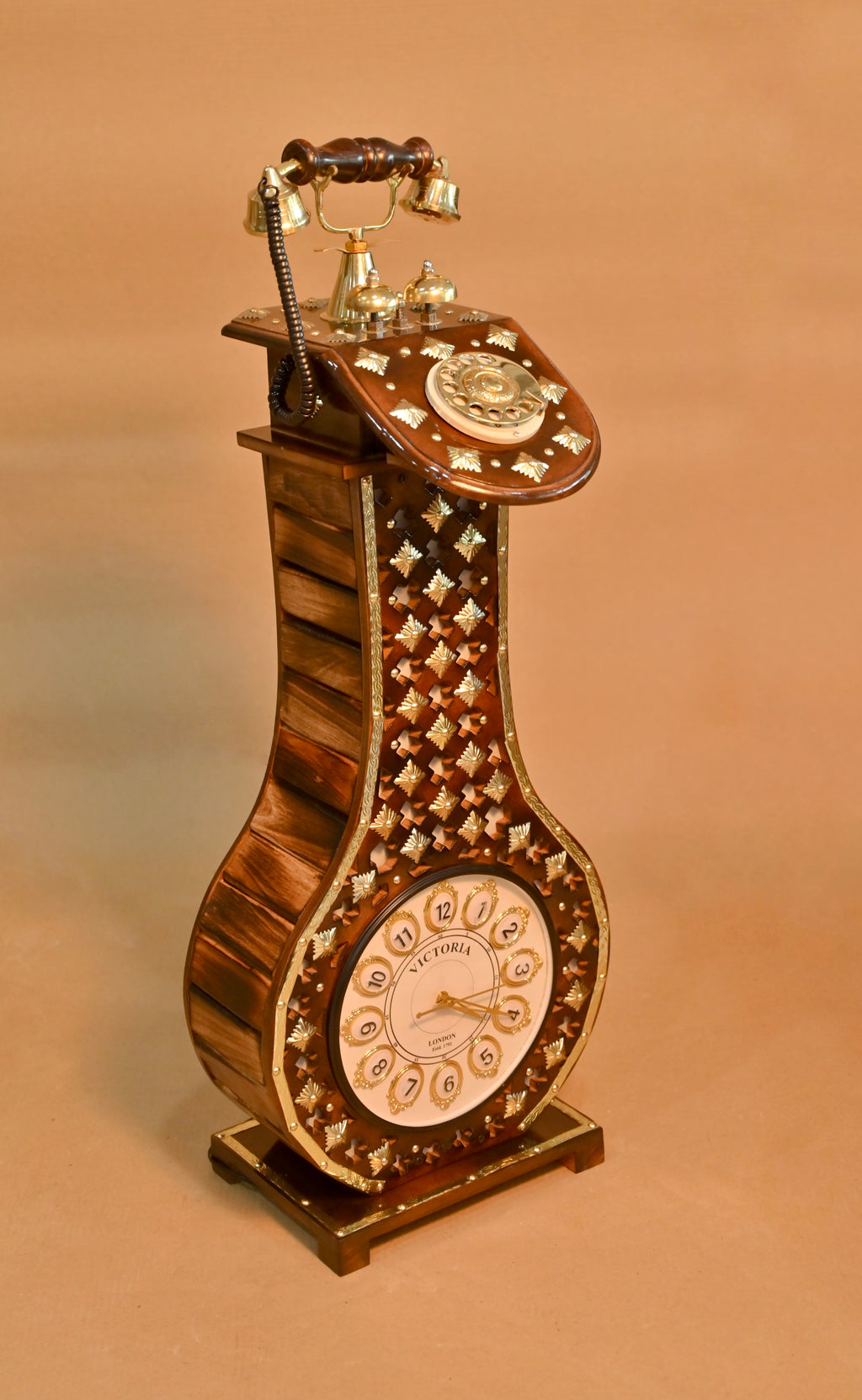 Handcrafted Vintage Telephone Clock Stand