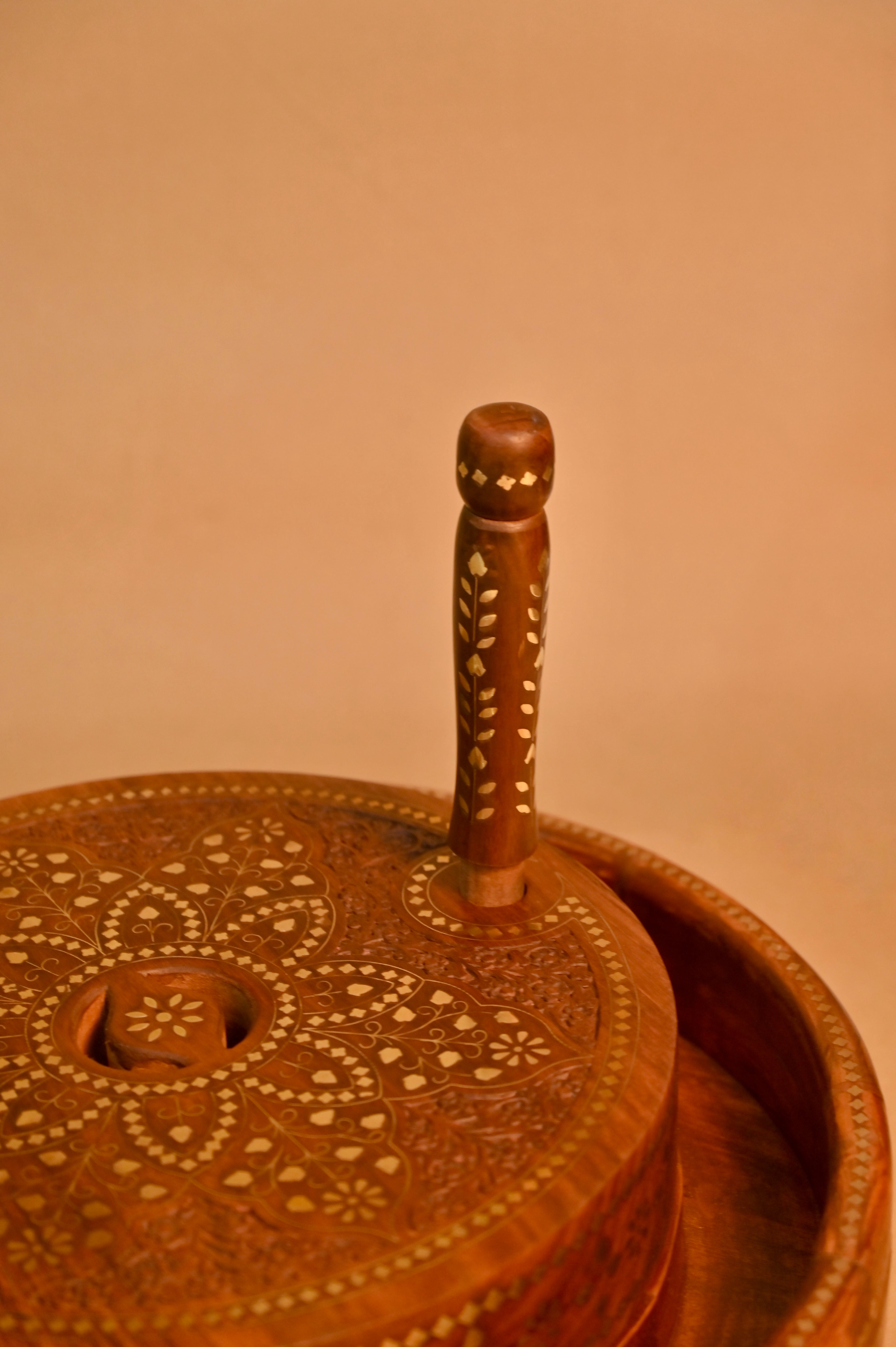 Handcrafted Traditional Wooden Chakki (Decorative Grinding Mill)