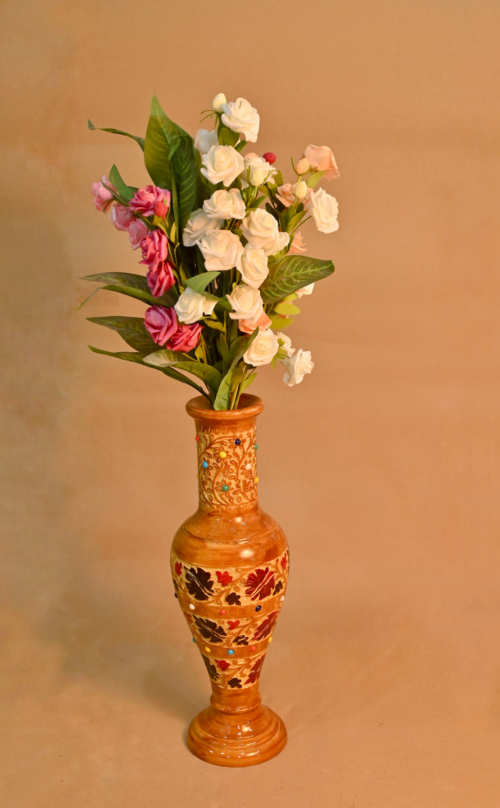 Handcrafted Decorative Wooden Floor Vase