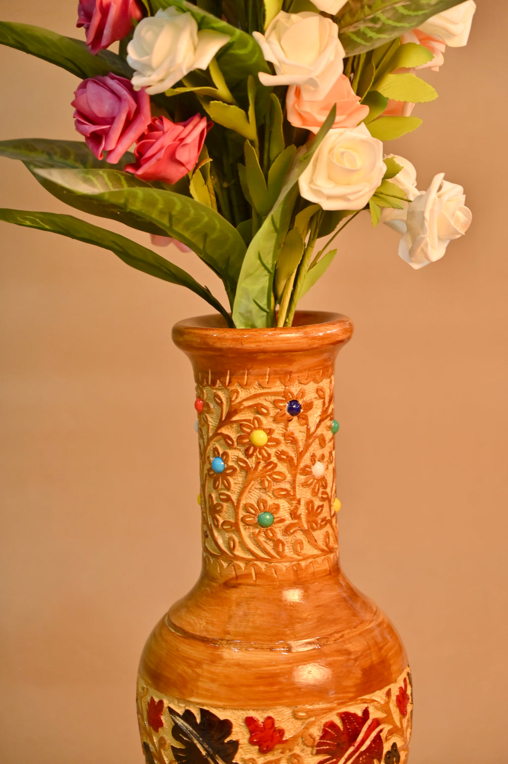 Handcrafted Decorative Wooden Floor Vase