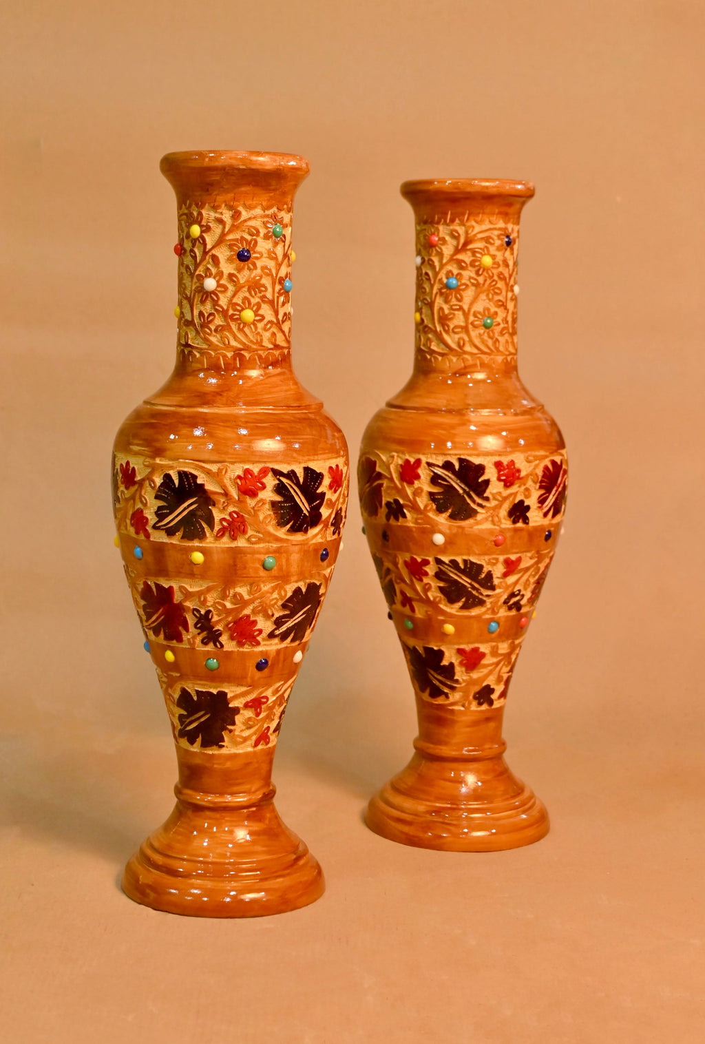Handcrafted Decorative Wooden Floor Vase