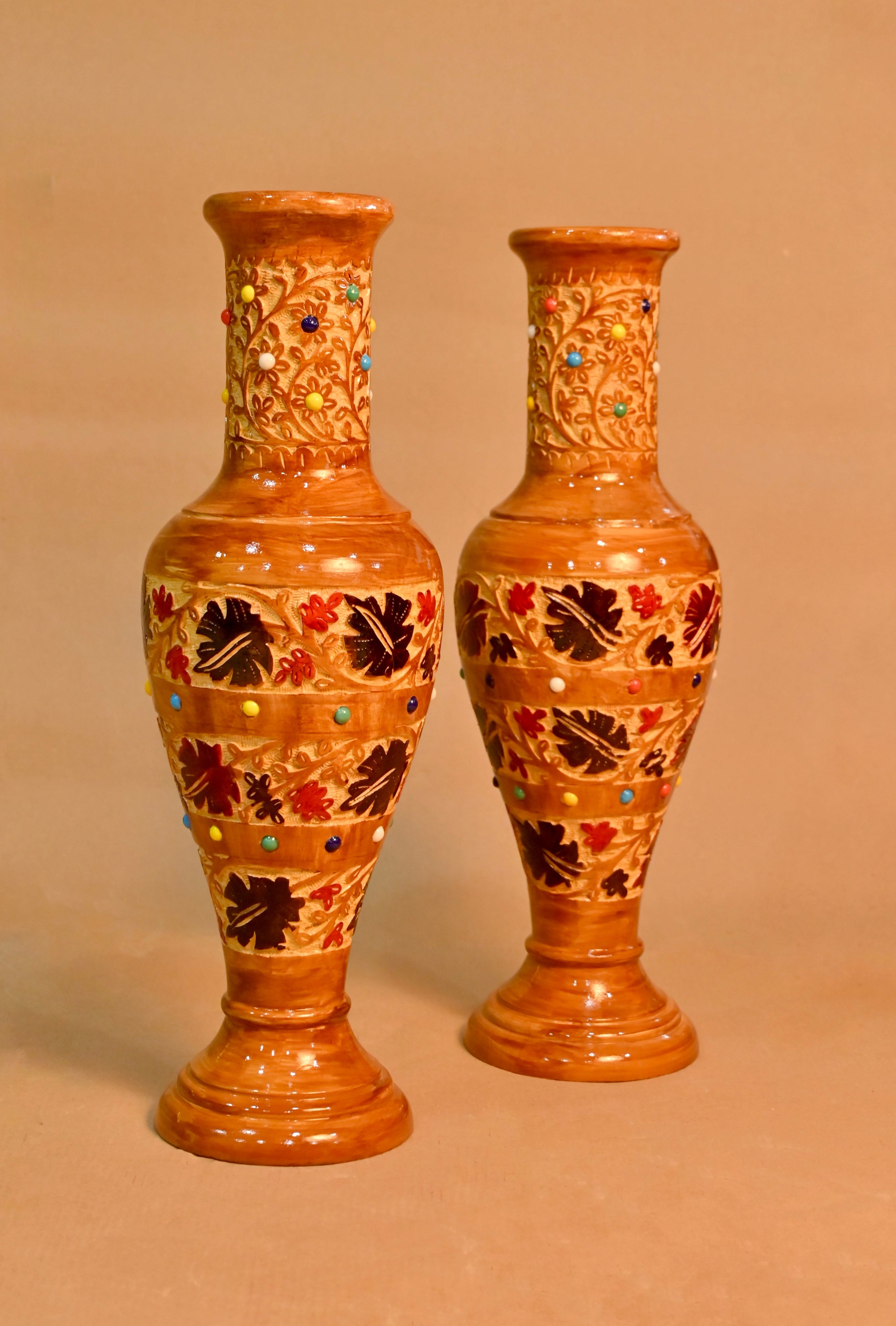 Handcrafted Decorative Wooden Floor Vase