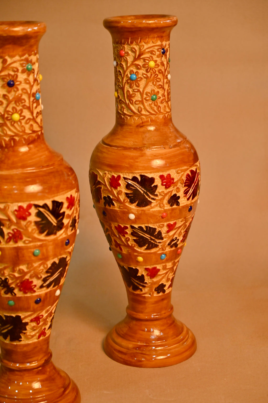 Handcrafted Decorative Wooden Floor Vase