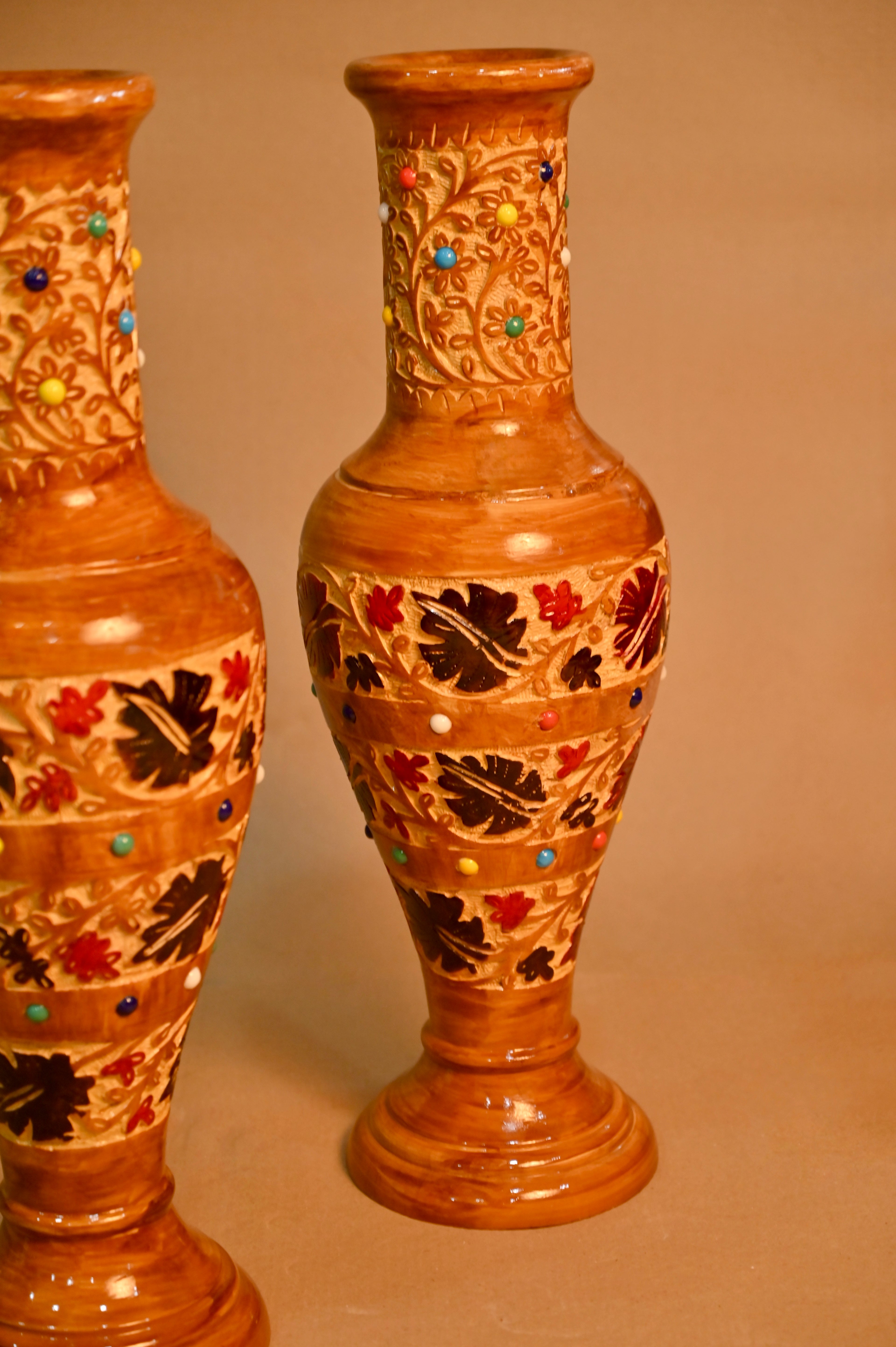 Handcrafted Decorative Wooden Floor Vase