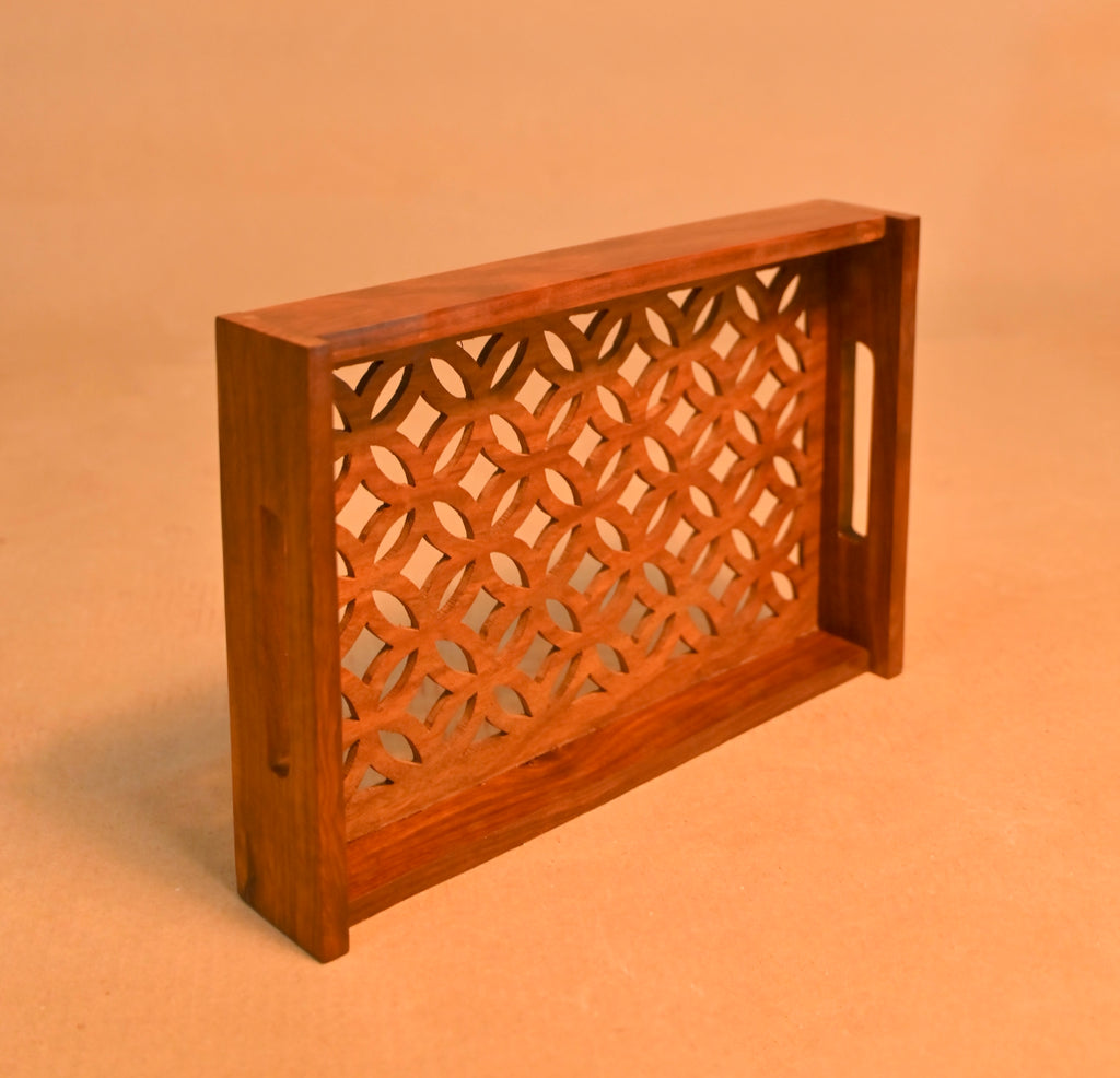 Handcrafted Wooden Jali Serving Tray