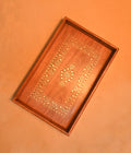 Handcrafted Wooden Serving Tray with Decorative Inlay Work