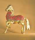 Royal brass Horse Figurine with Red Kundan Stones