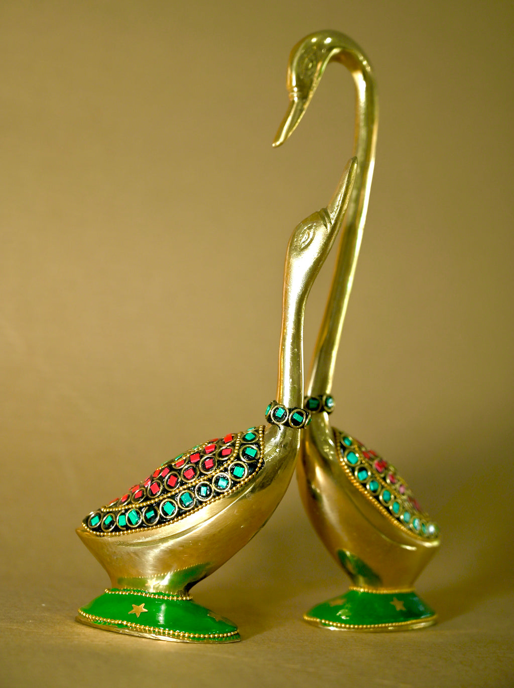Royal Golden Swan Pair with Kundan Stone Work