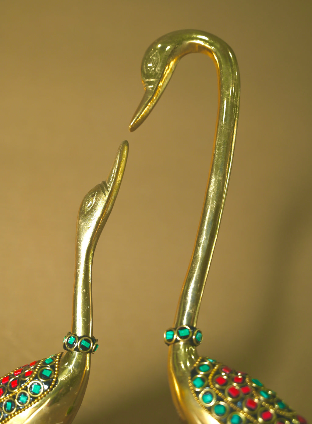 Royal Golden Swan Pair with Kundan Stone Work