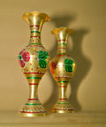 Royal Handcrafted Golden Floral Vase Set (Pair)