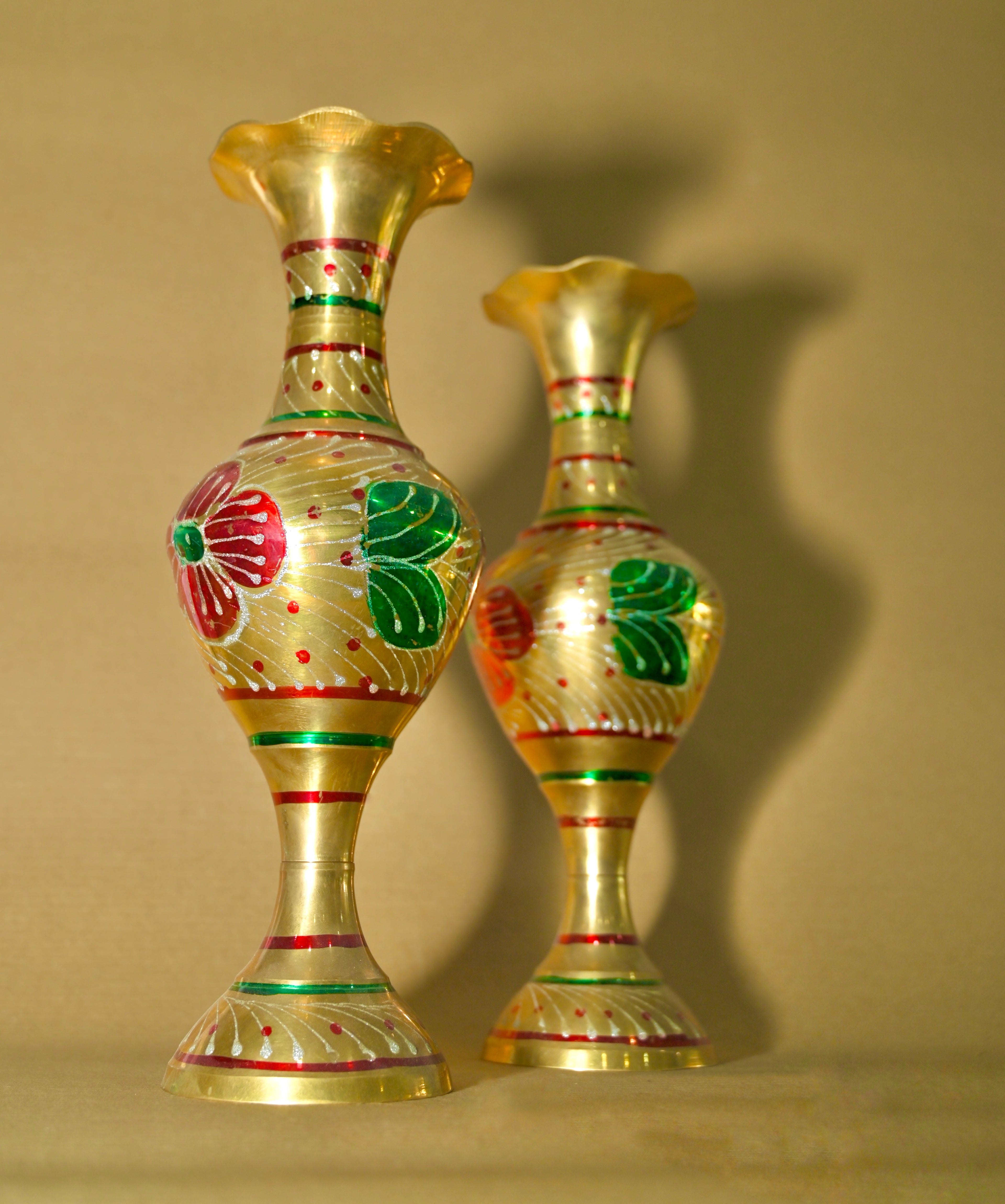 Royal Handcrafted Golden Floral Vase Set (Pair)