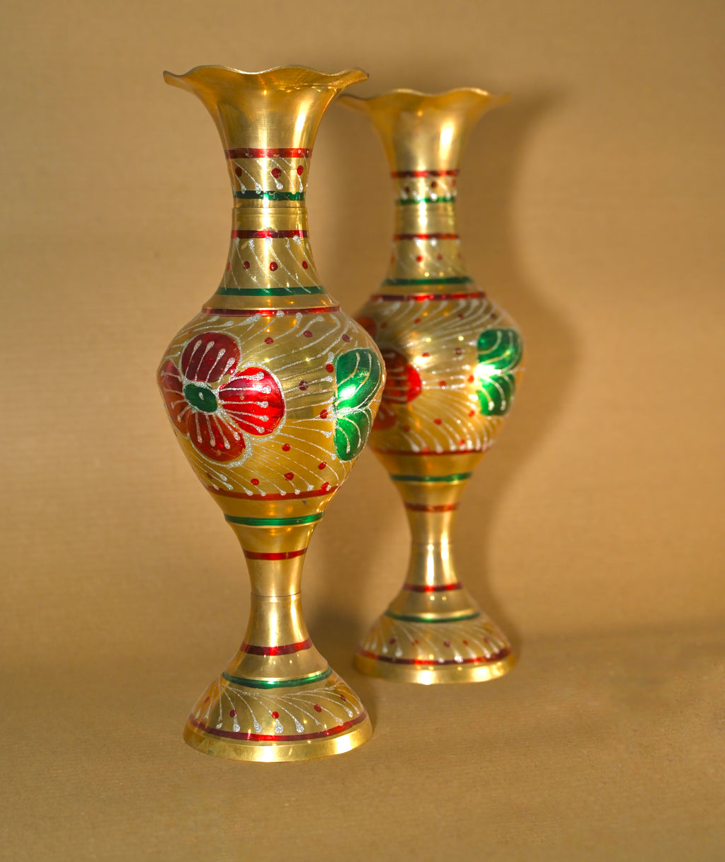 Royal Handcrafted Golden Floral Vase Set (Pair)