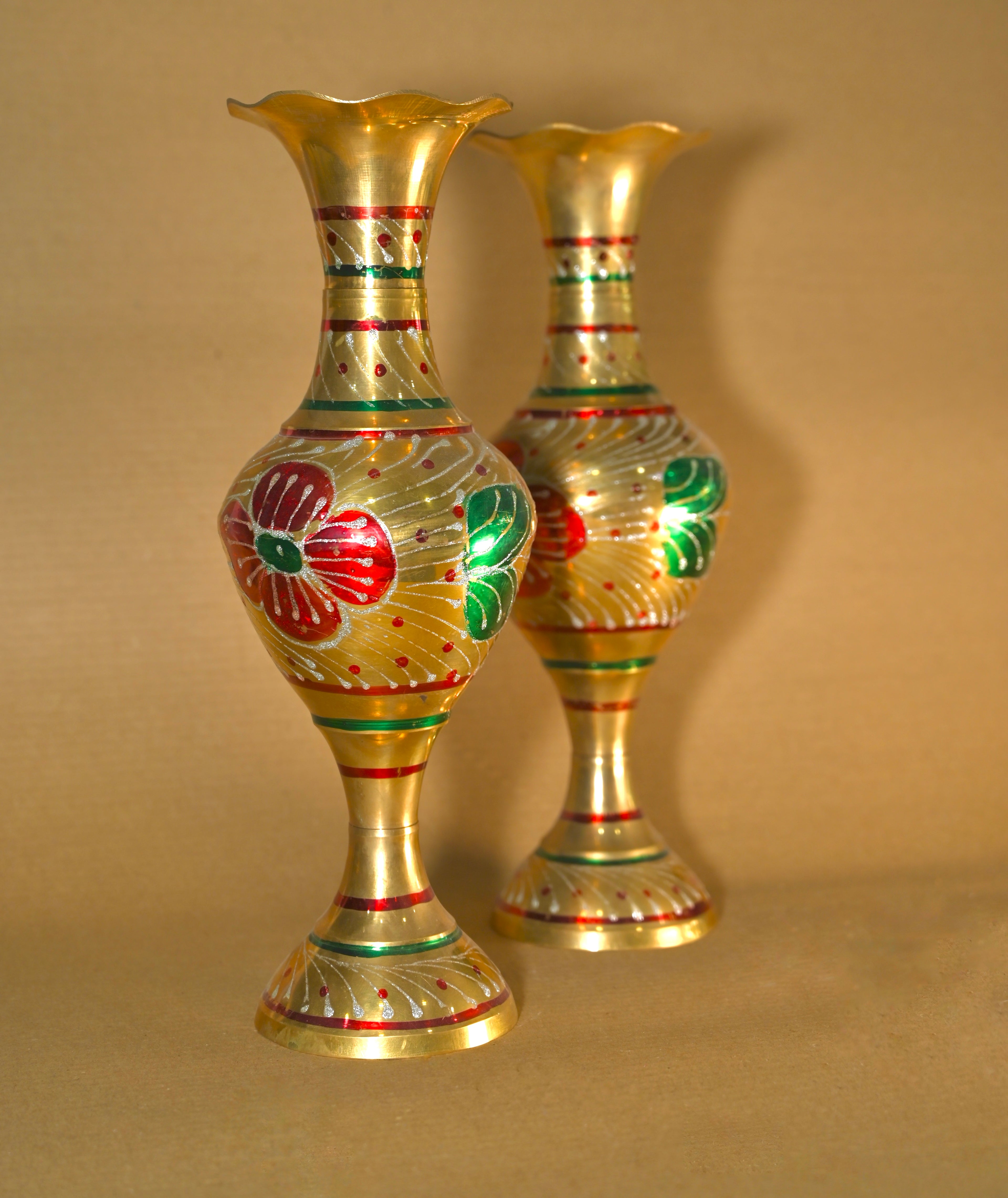 Royal Handcrafted Golden Floral Vase Set (Pair)