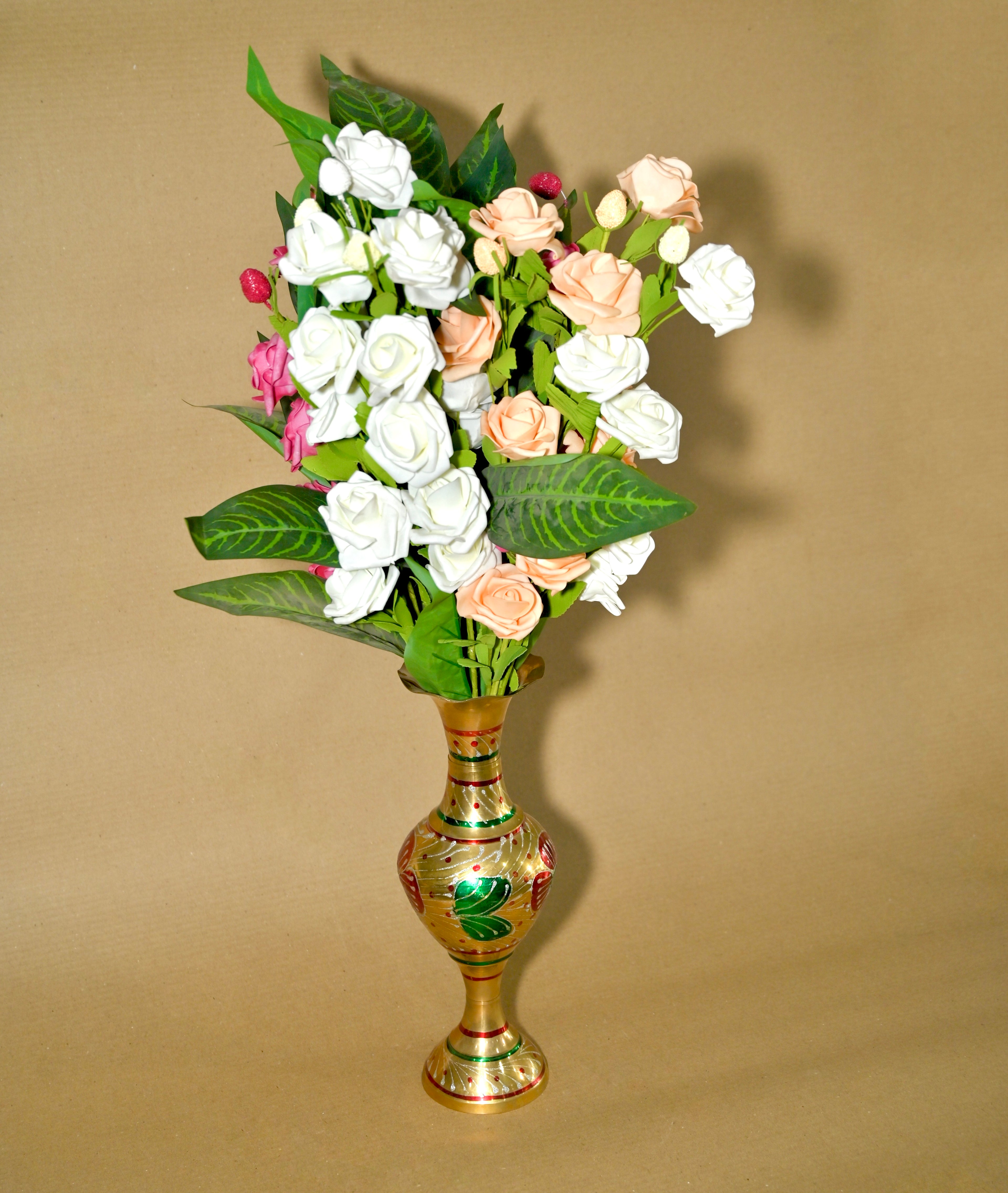 Royal Handcrafted Golden Floral Vase Set (Pair)