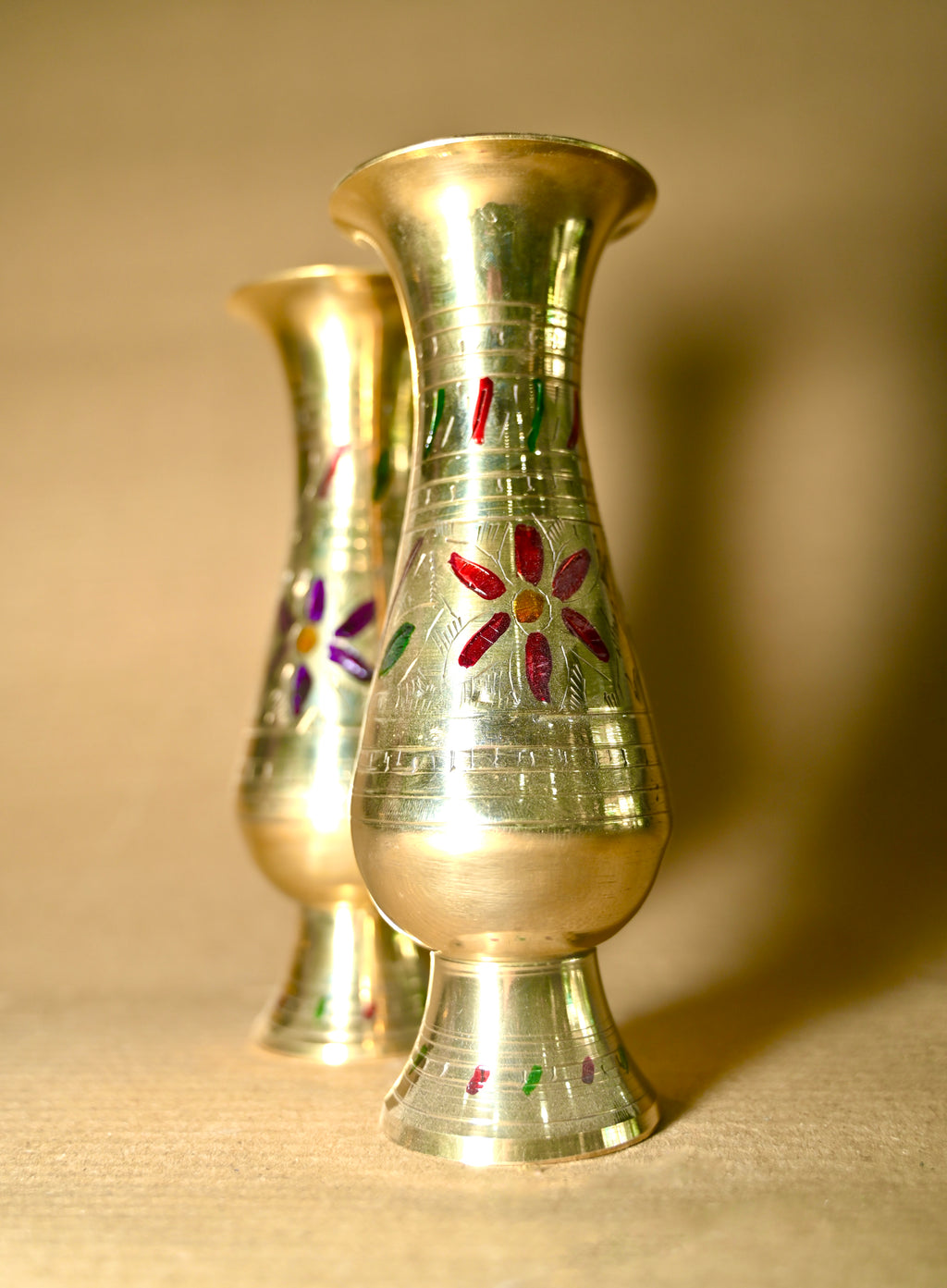 Handcrafted Brass Floral Vase Set (Pair)