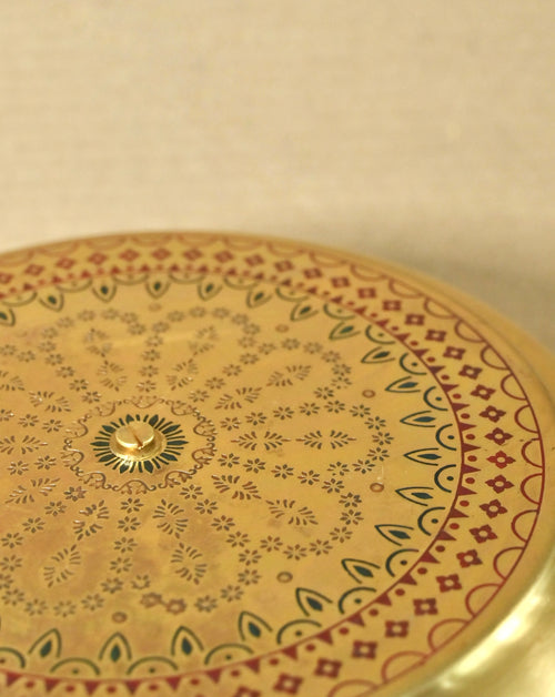 Handcrafted Brass Decorative Storage Box with Designer Lid