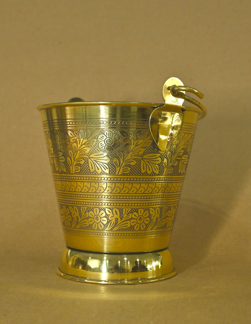 Handcrafted Engraved Brass Decorative Bucket