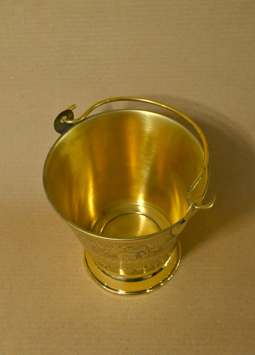 Handcrafted Engraved Brass Decorative Bucket