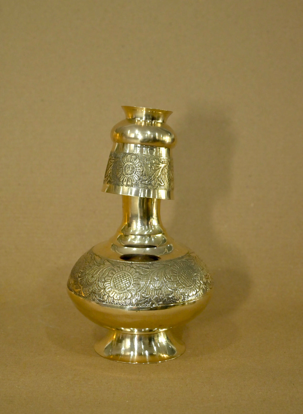 Handcrafted Brass Flask Gift Set with Shot Cup