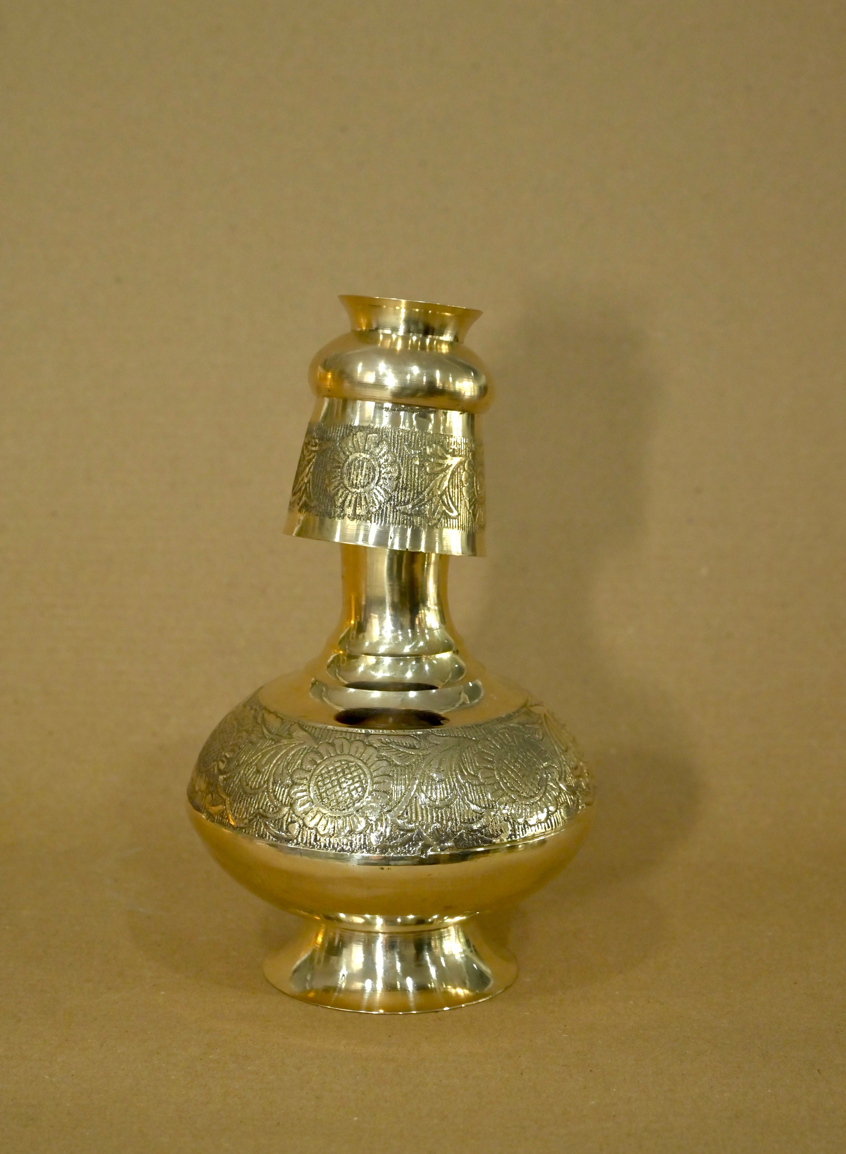 Handcrafted Brass Flask Gift Set with Shot Cup