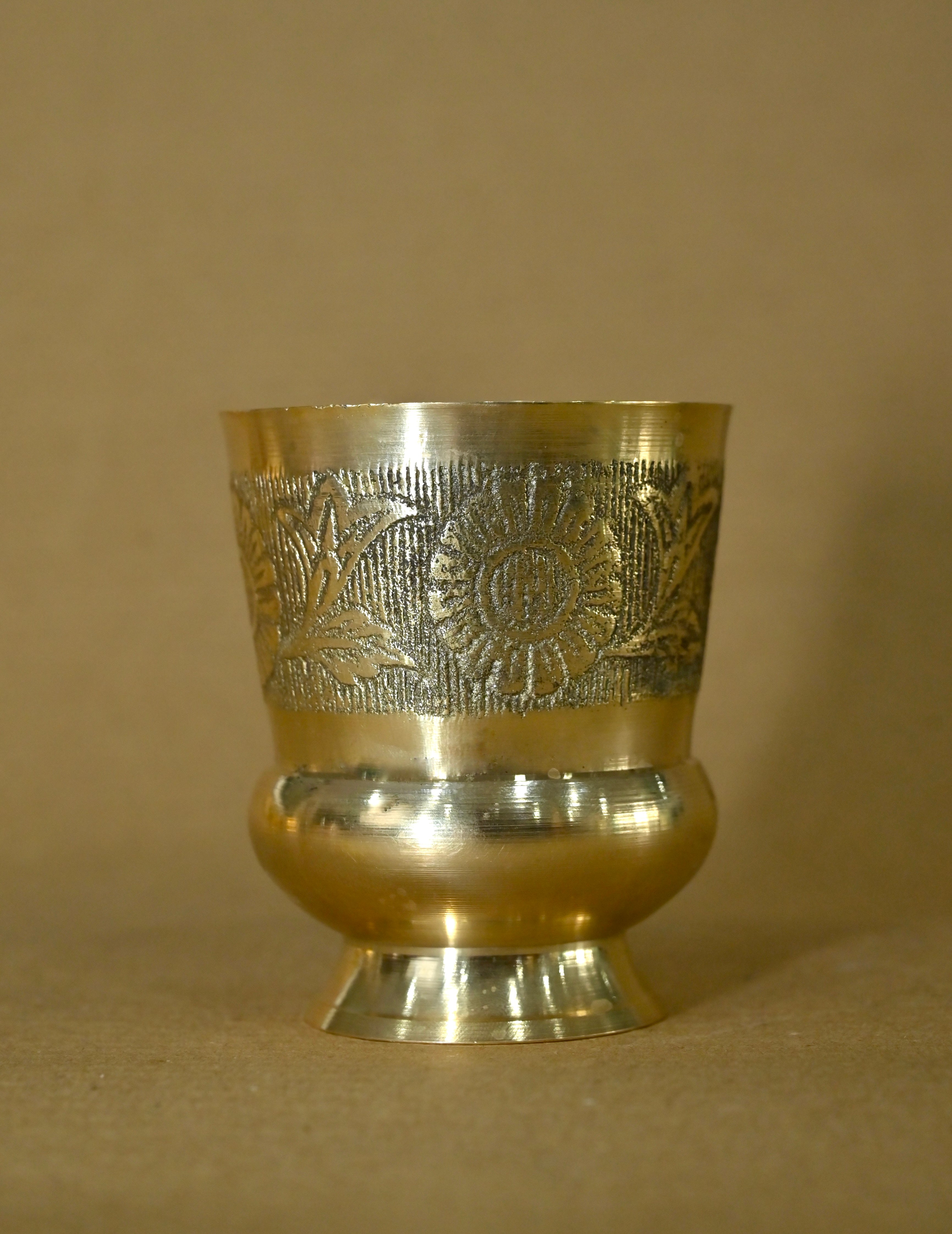 Handcrafted Brass Flask Gift Set with Shot Cup