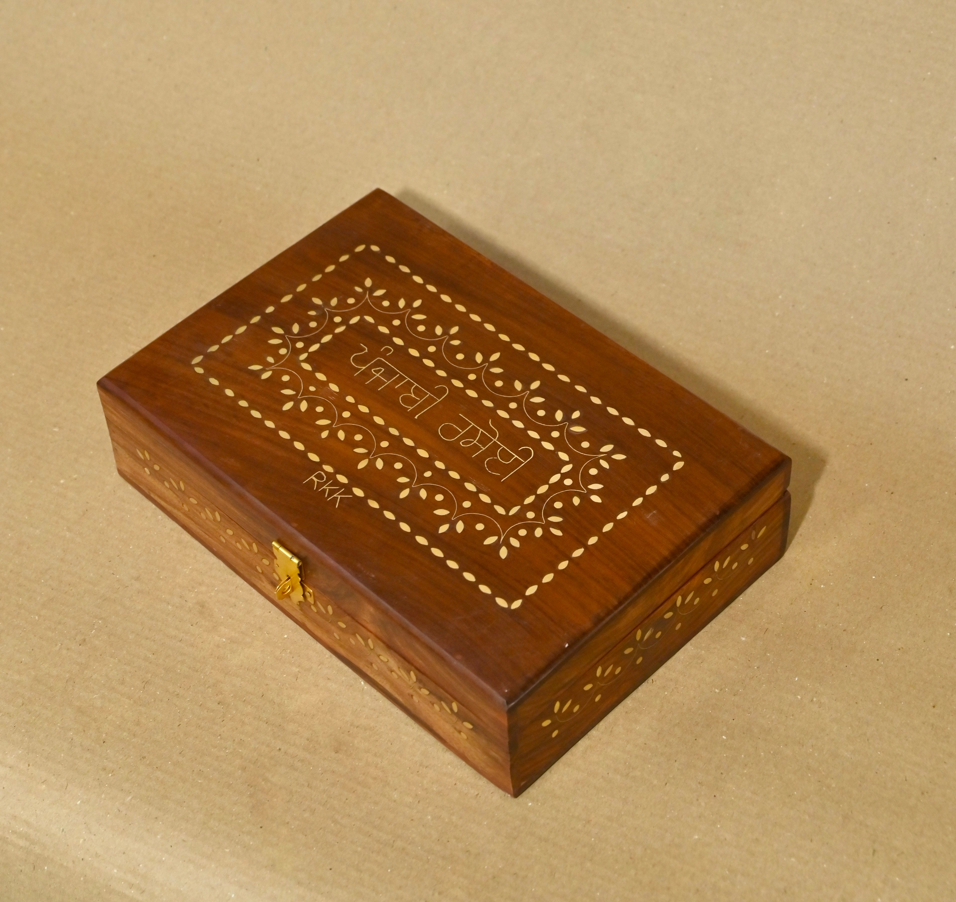 Handcrafted Wooden Box with 8 Compartments