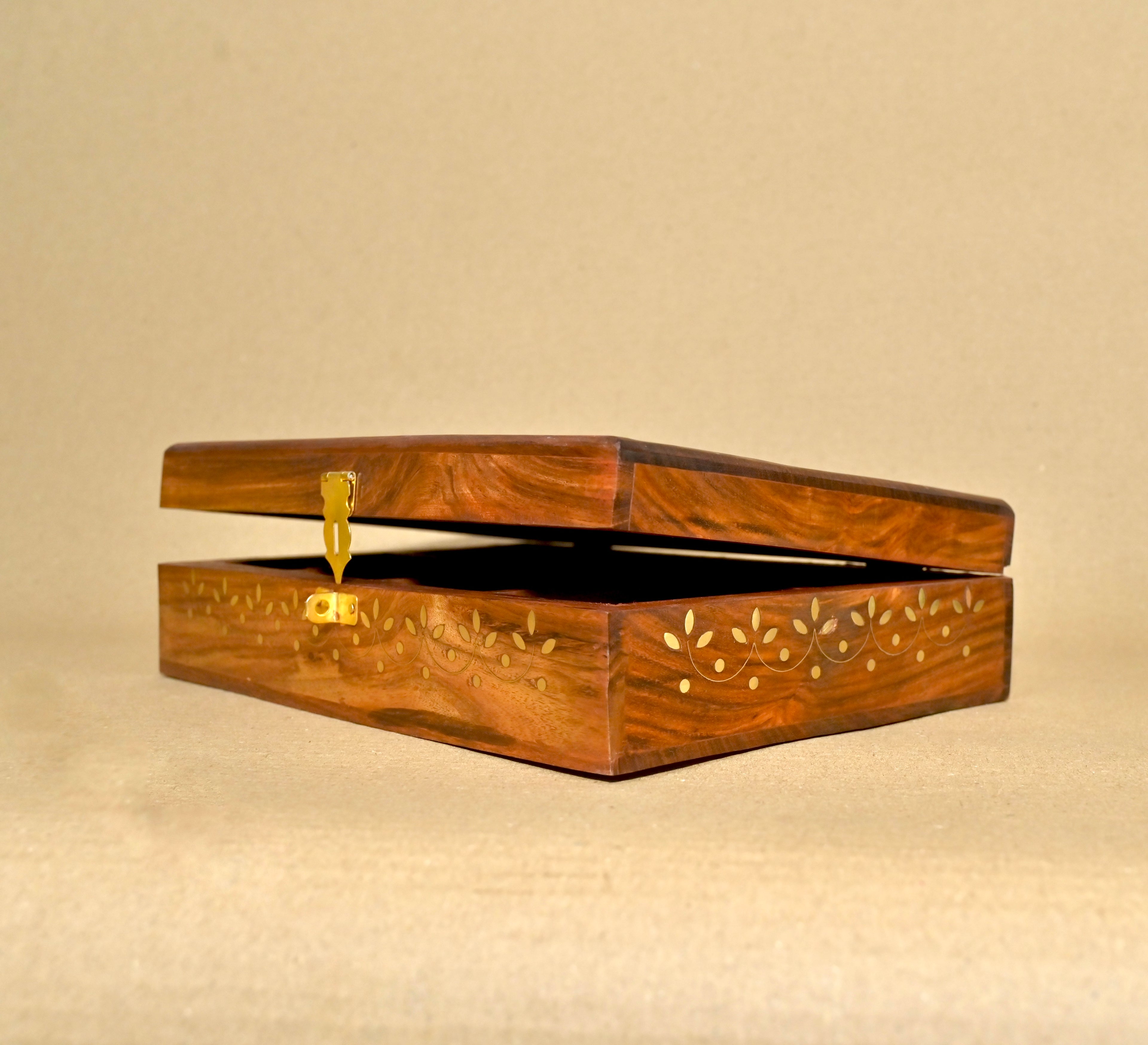 Handcrafted Wooden Box with 8 Compartments